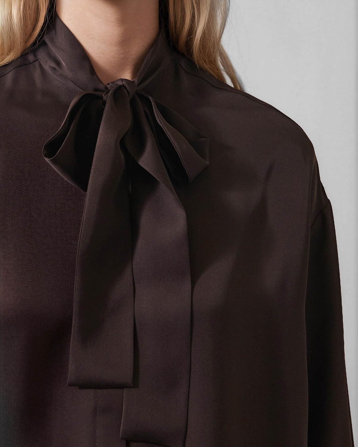 Long Sleeve Tie Neck Shirt