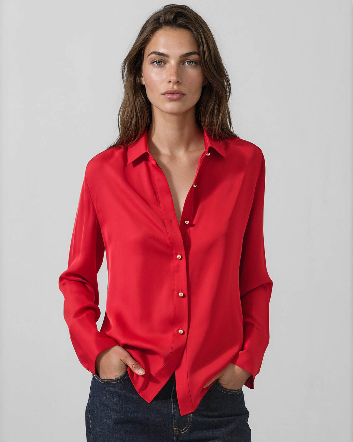 Long Sleeve Silk Relaxed Shirt
