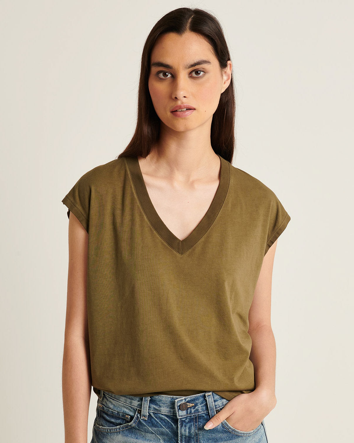 T-shirt Dolman à manches courtes et col en V