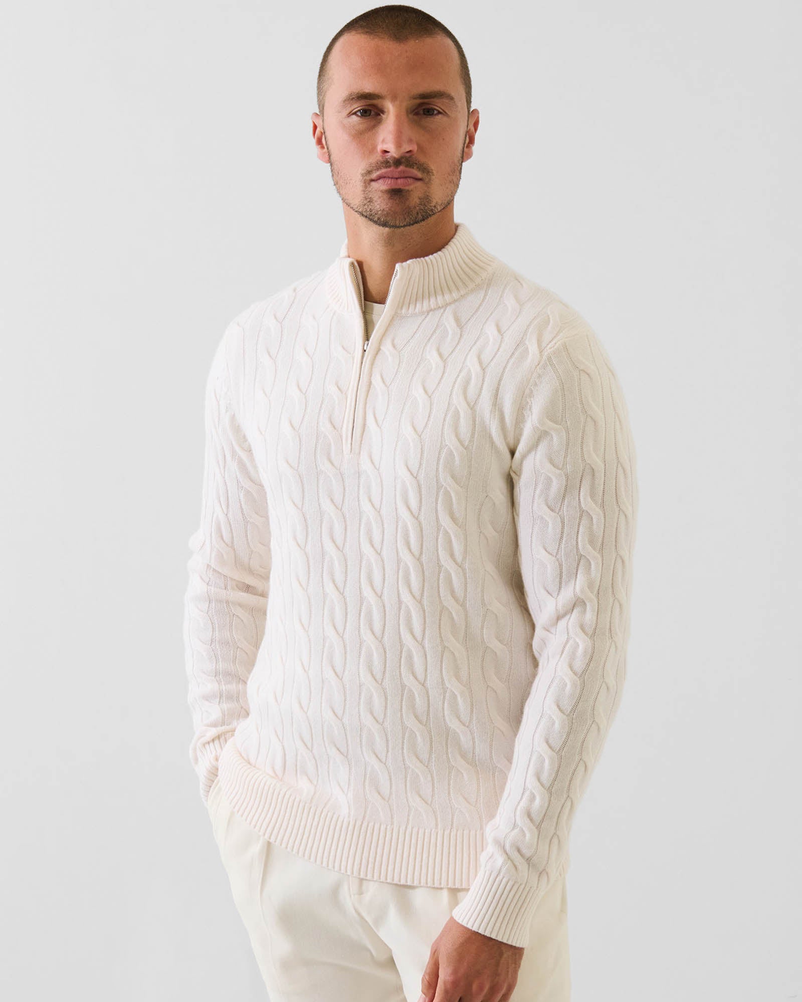 Textured Quarter Zip Mock Neck