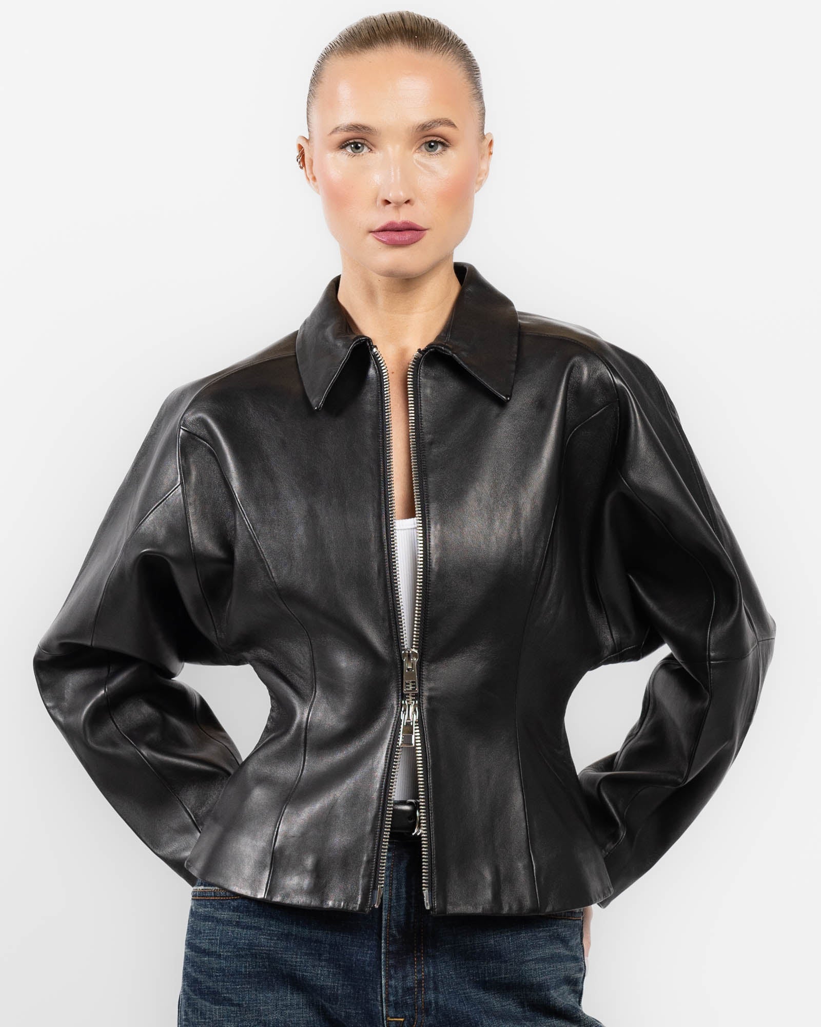 Veste en cuir ajustée