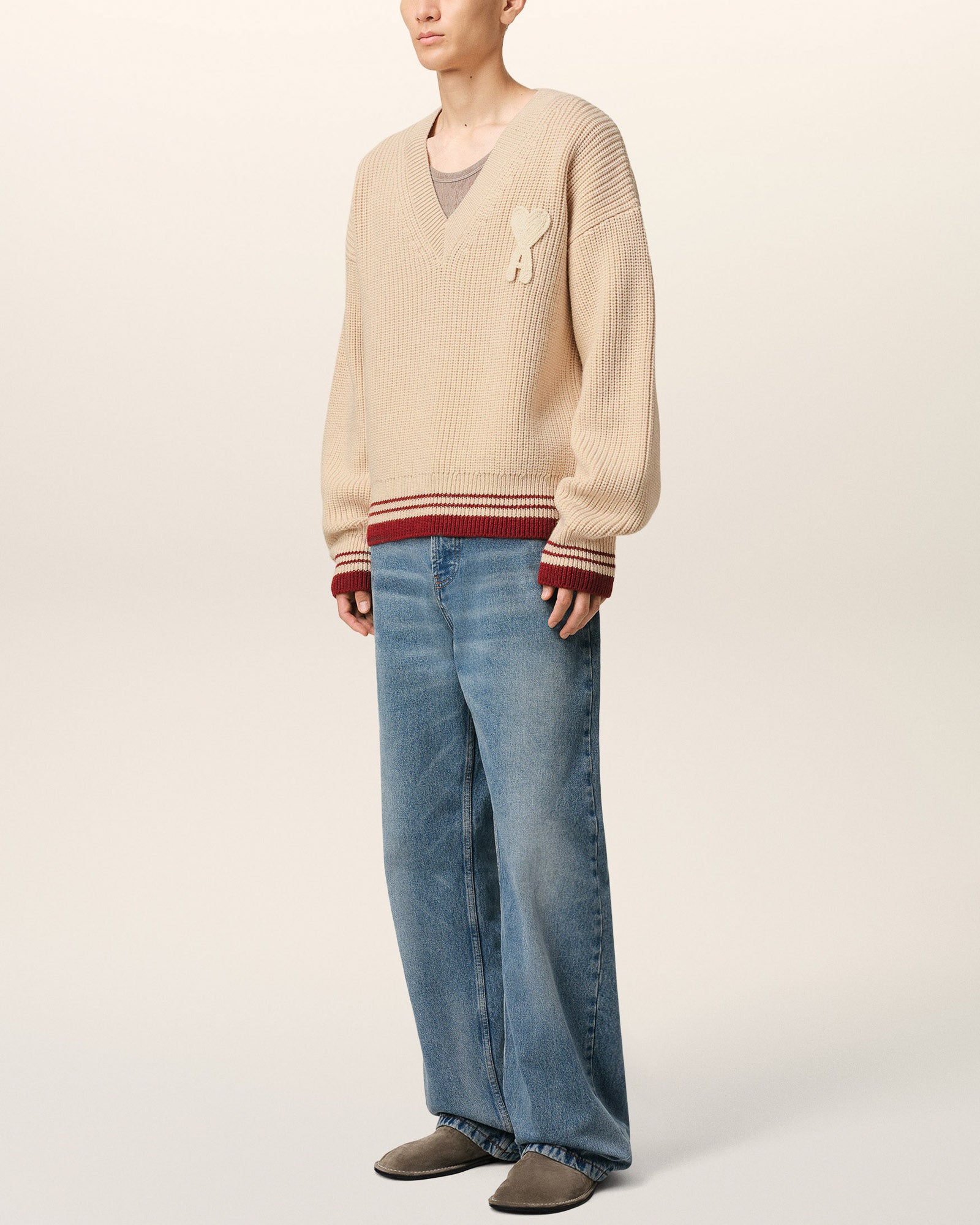 Ribbed V-Neck Sweater