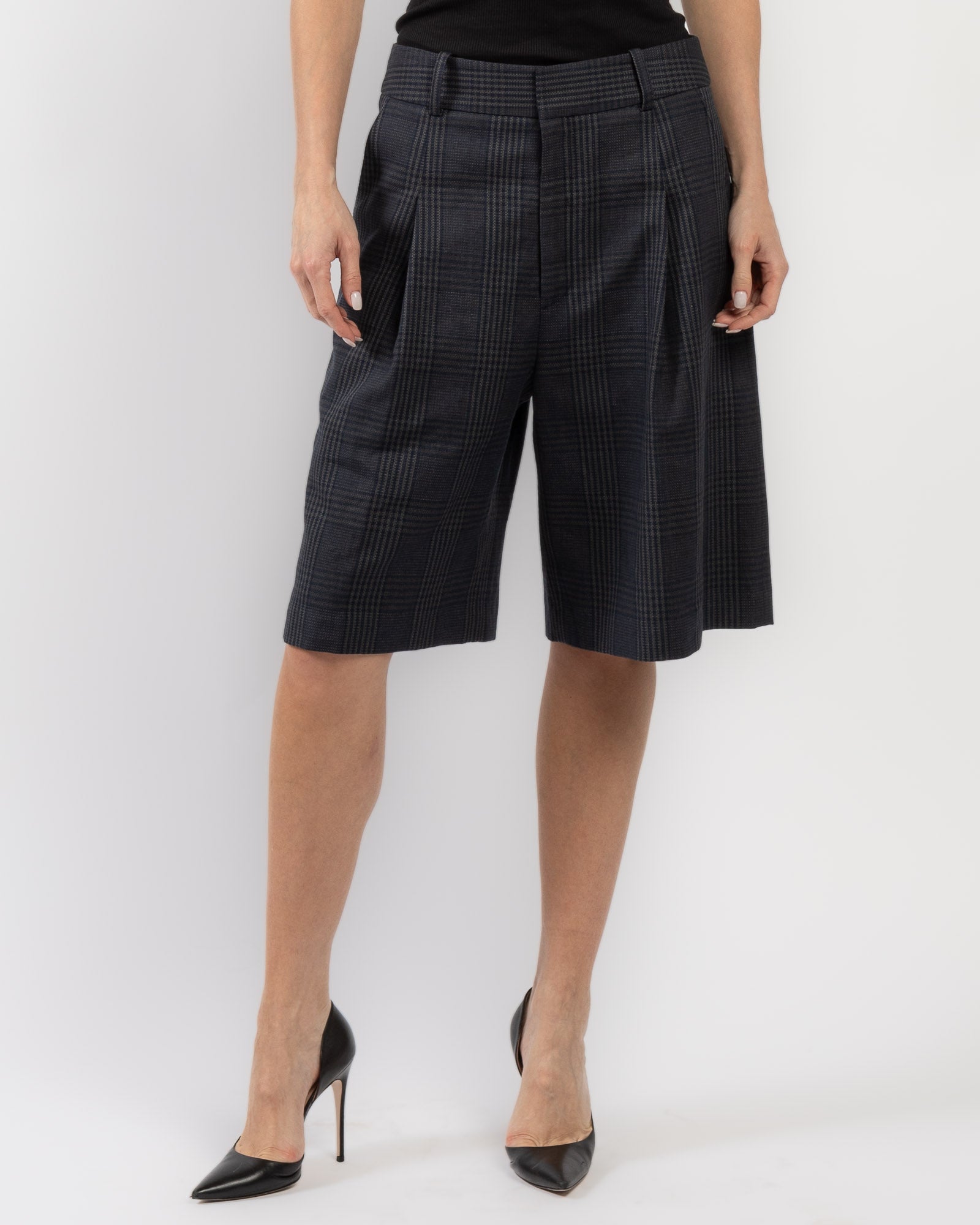 Pleated Long Shorts
