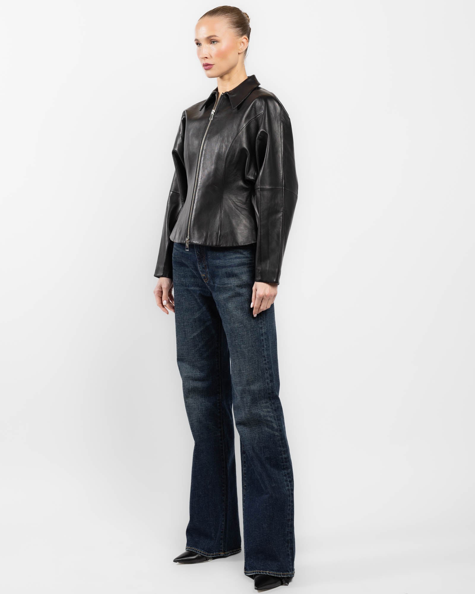 Veste en cuir ajustée