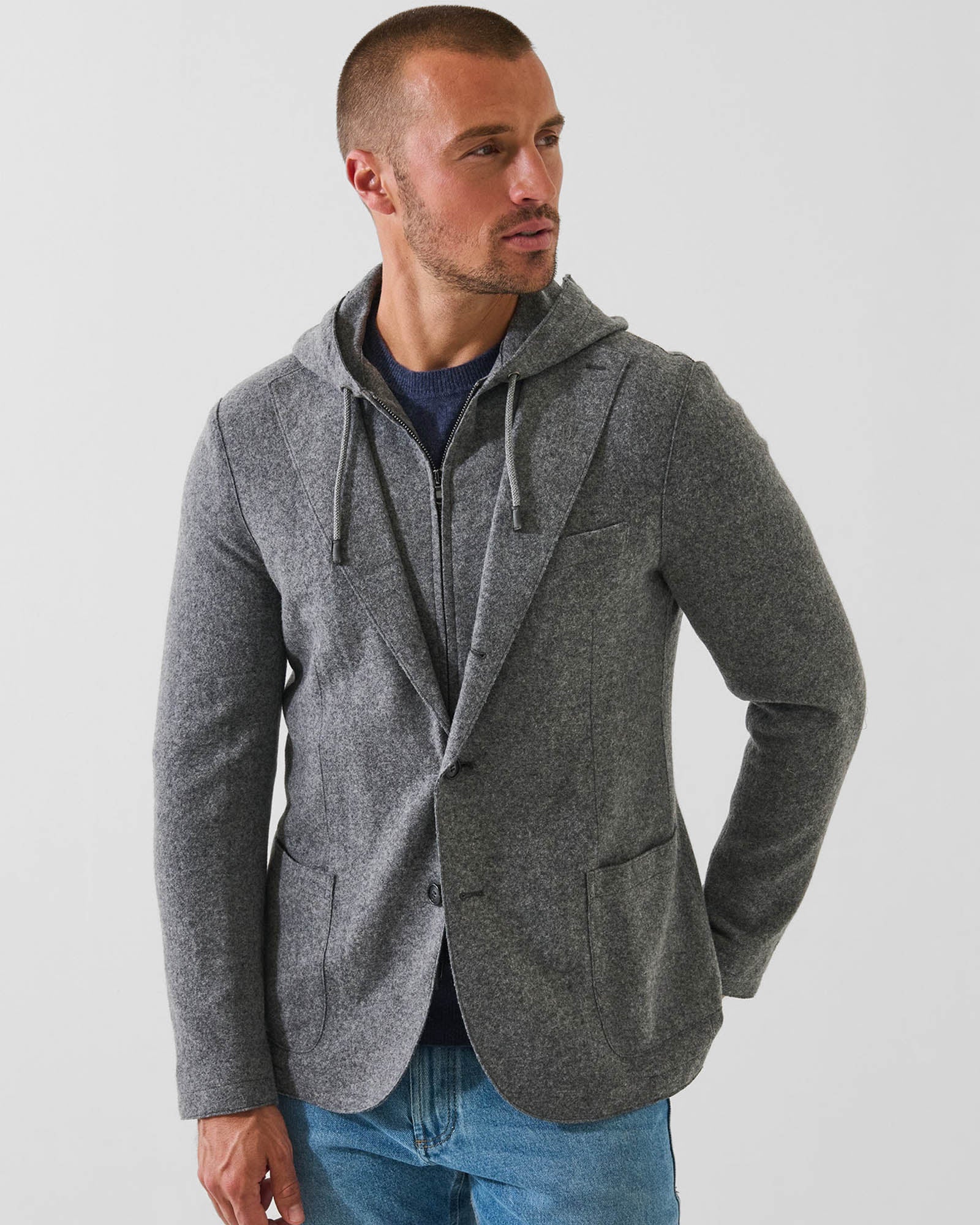 Blazer à capuche en laine
