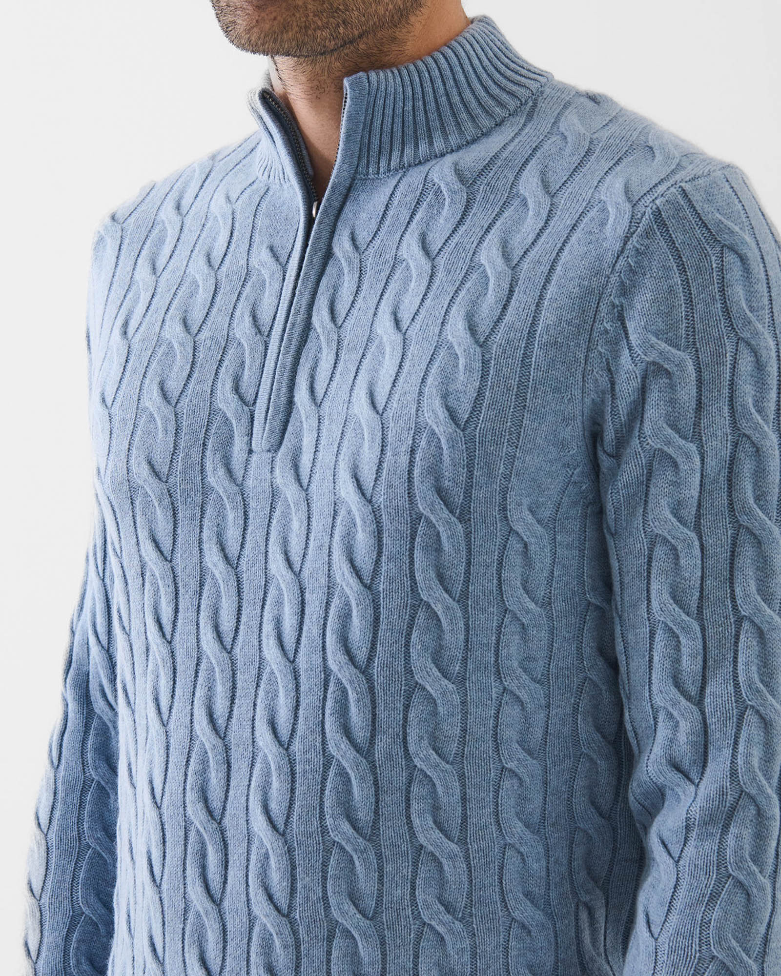 Textured Quarter Zip Mock Neck
