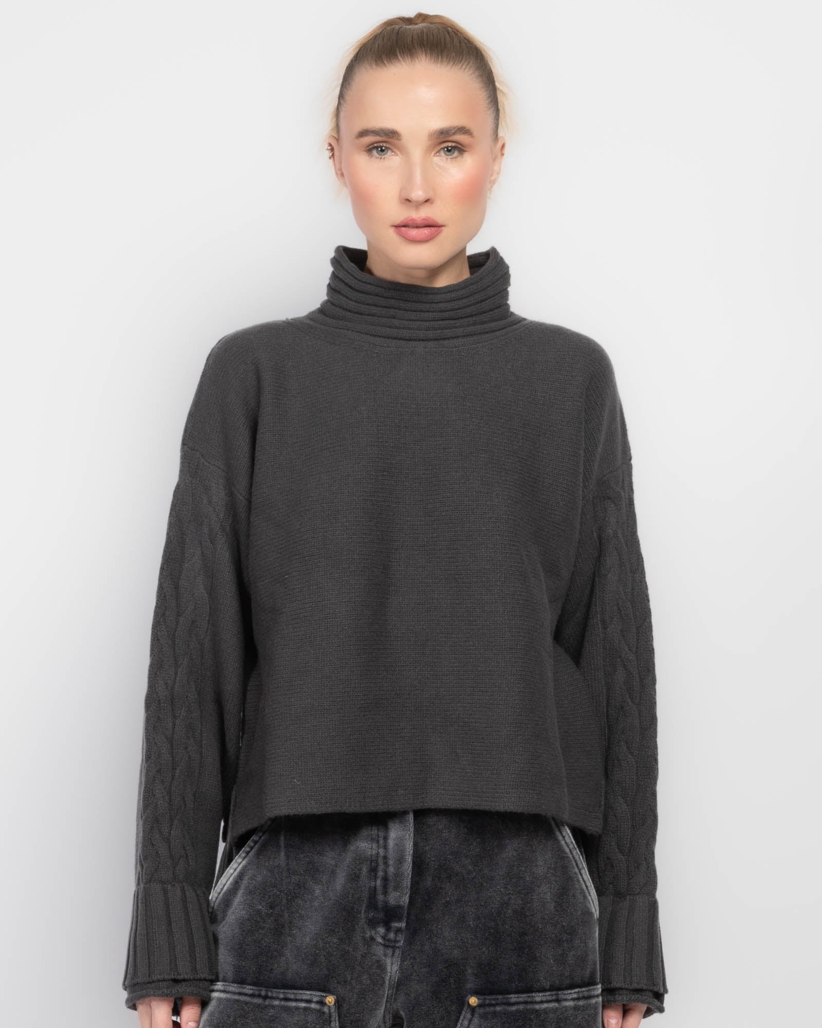 Double Cuff Crop Sweater