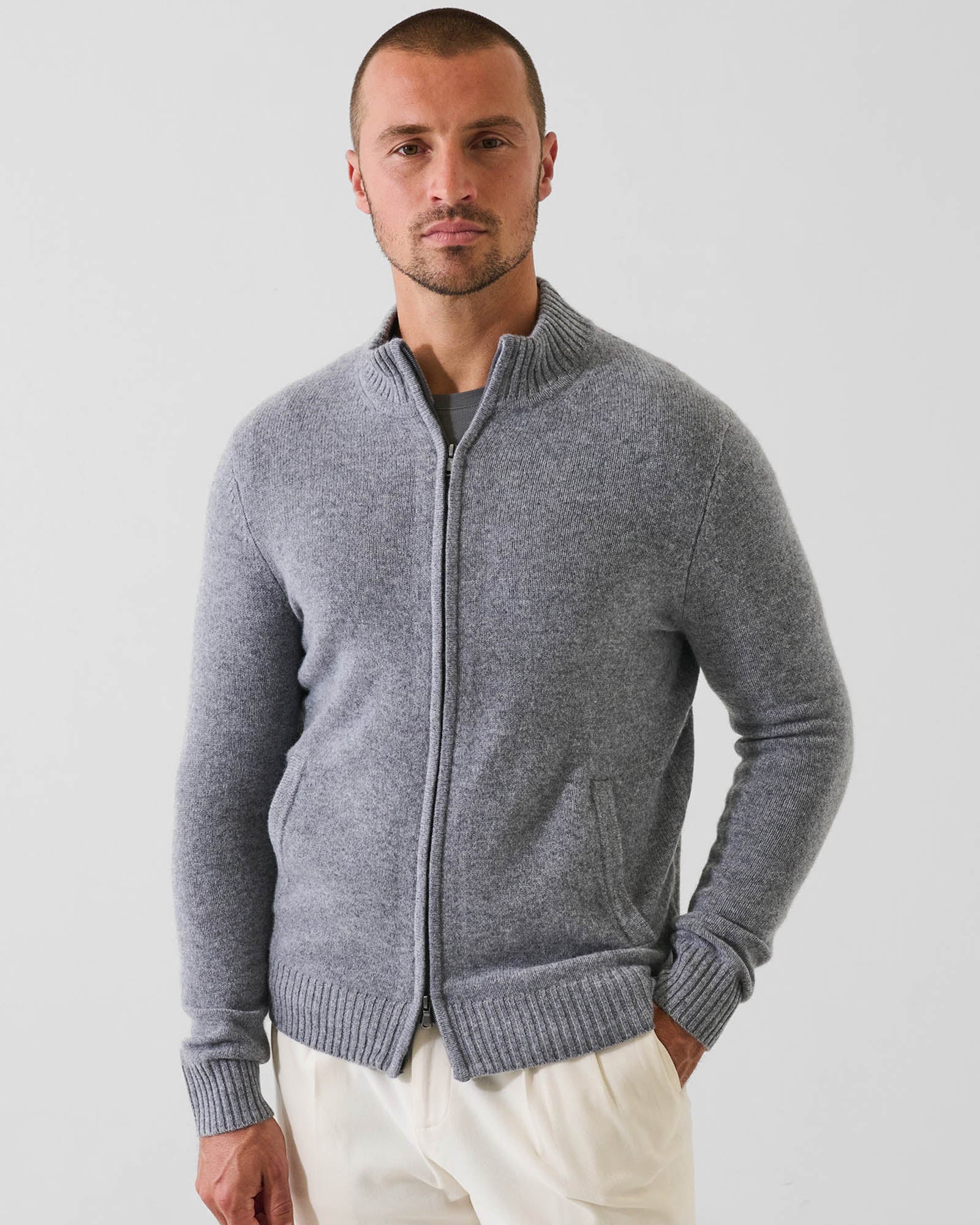 7 Gauge Wool Zip Cardigan