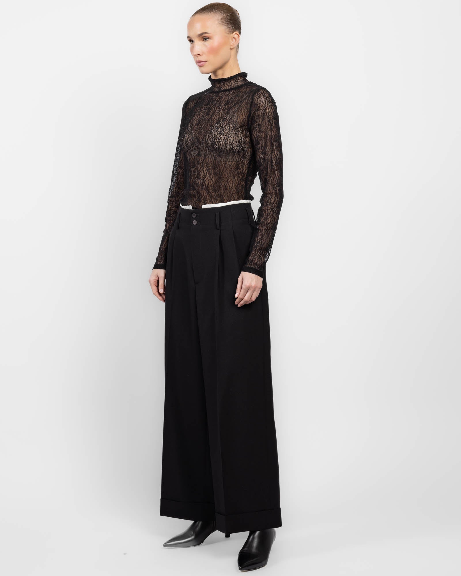 Wide Leg Wool Trousers