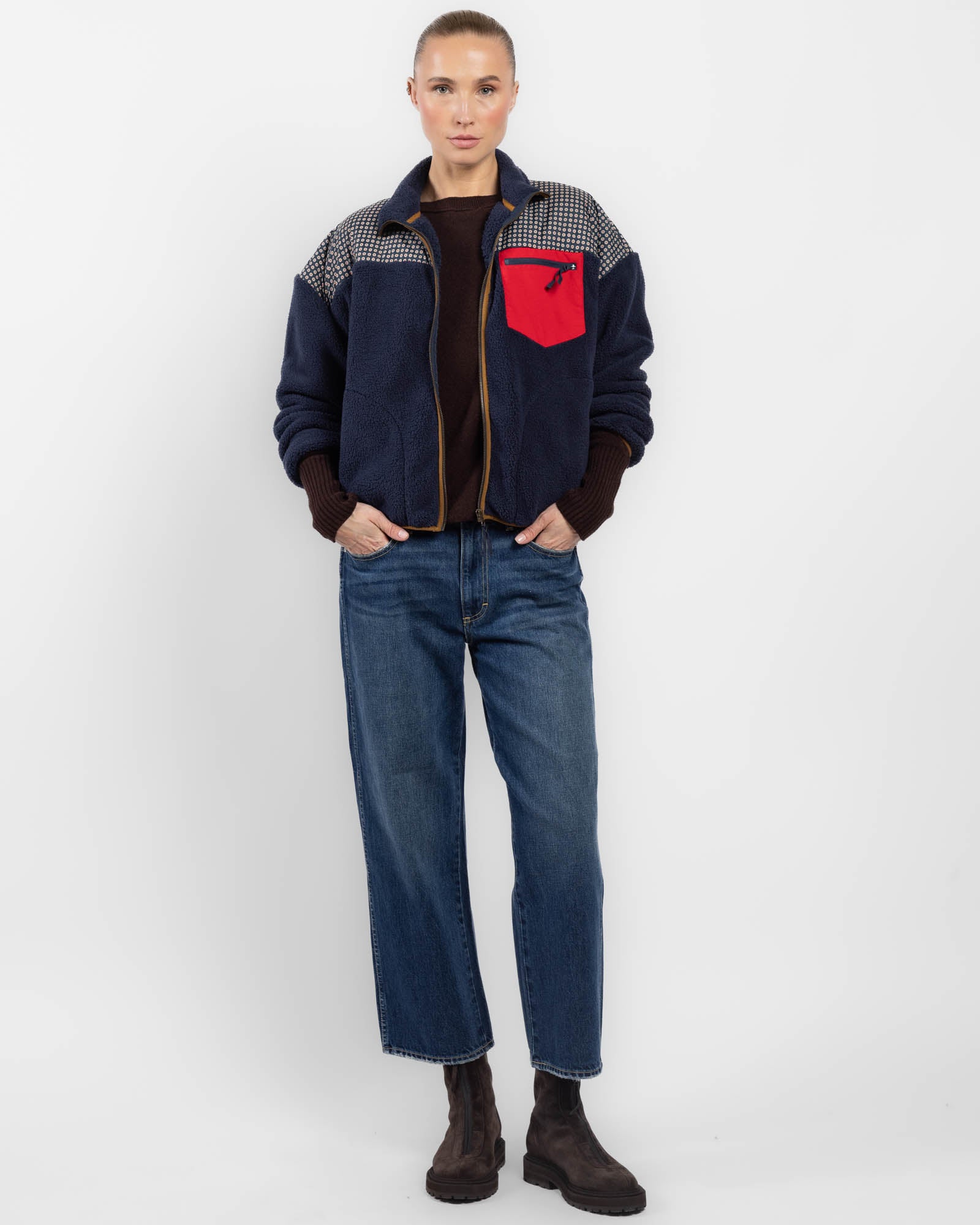 Print-Mix Terrain Full-Zip Sweater