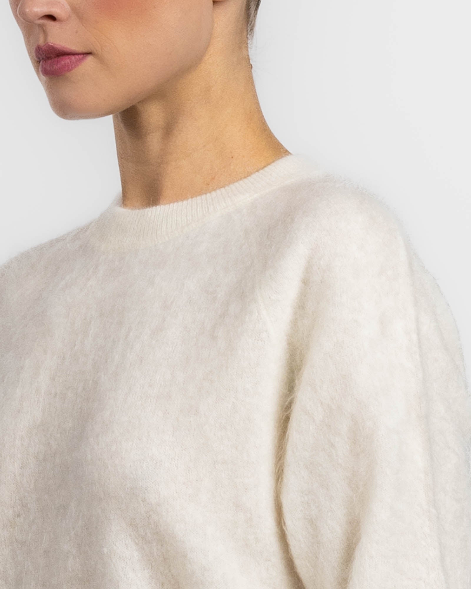 Pull à col rond oversize à manches trois-quarts