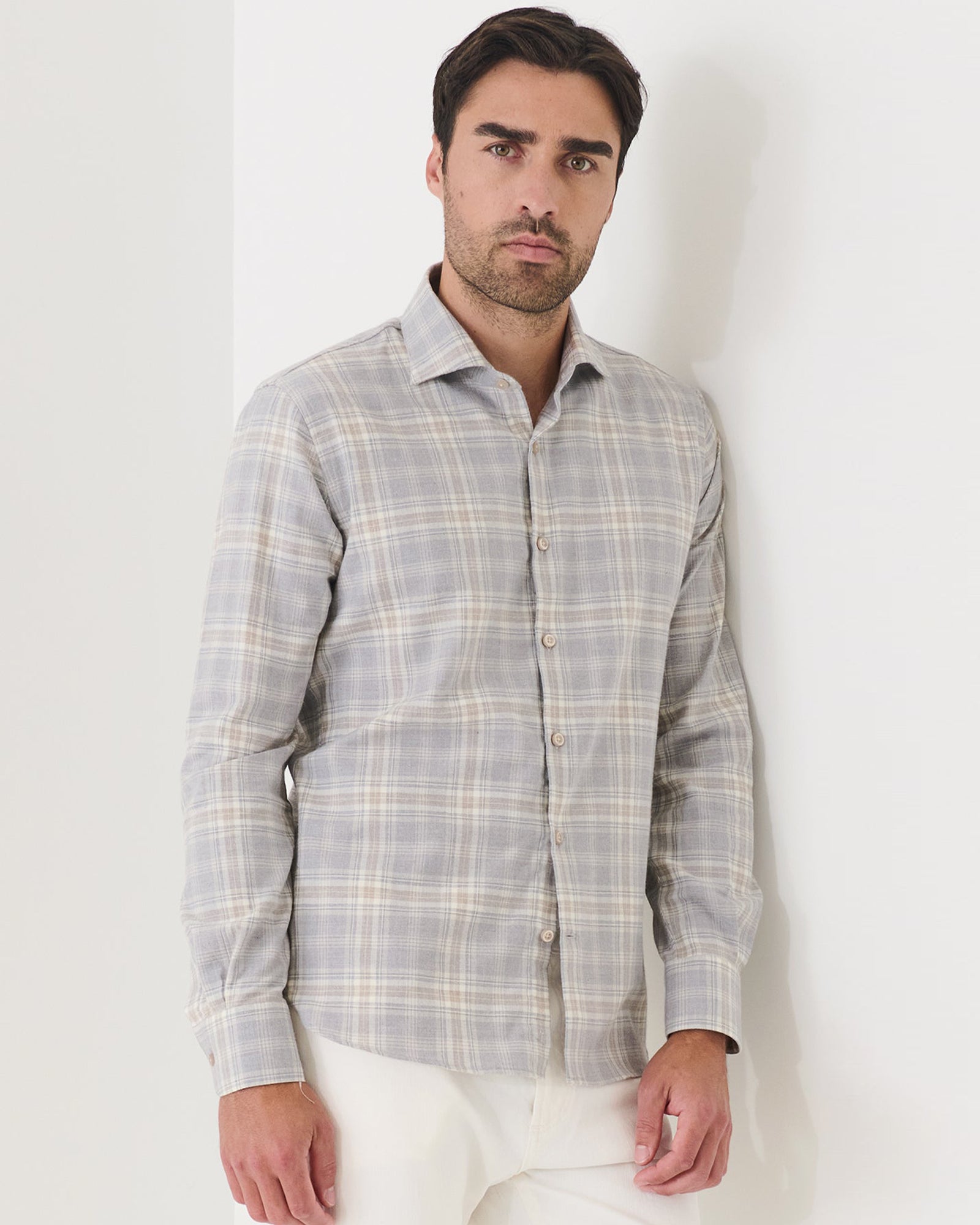 Plaid Spread Collar Shirt
