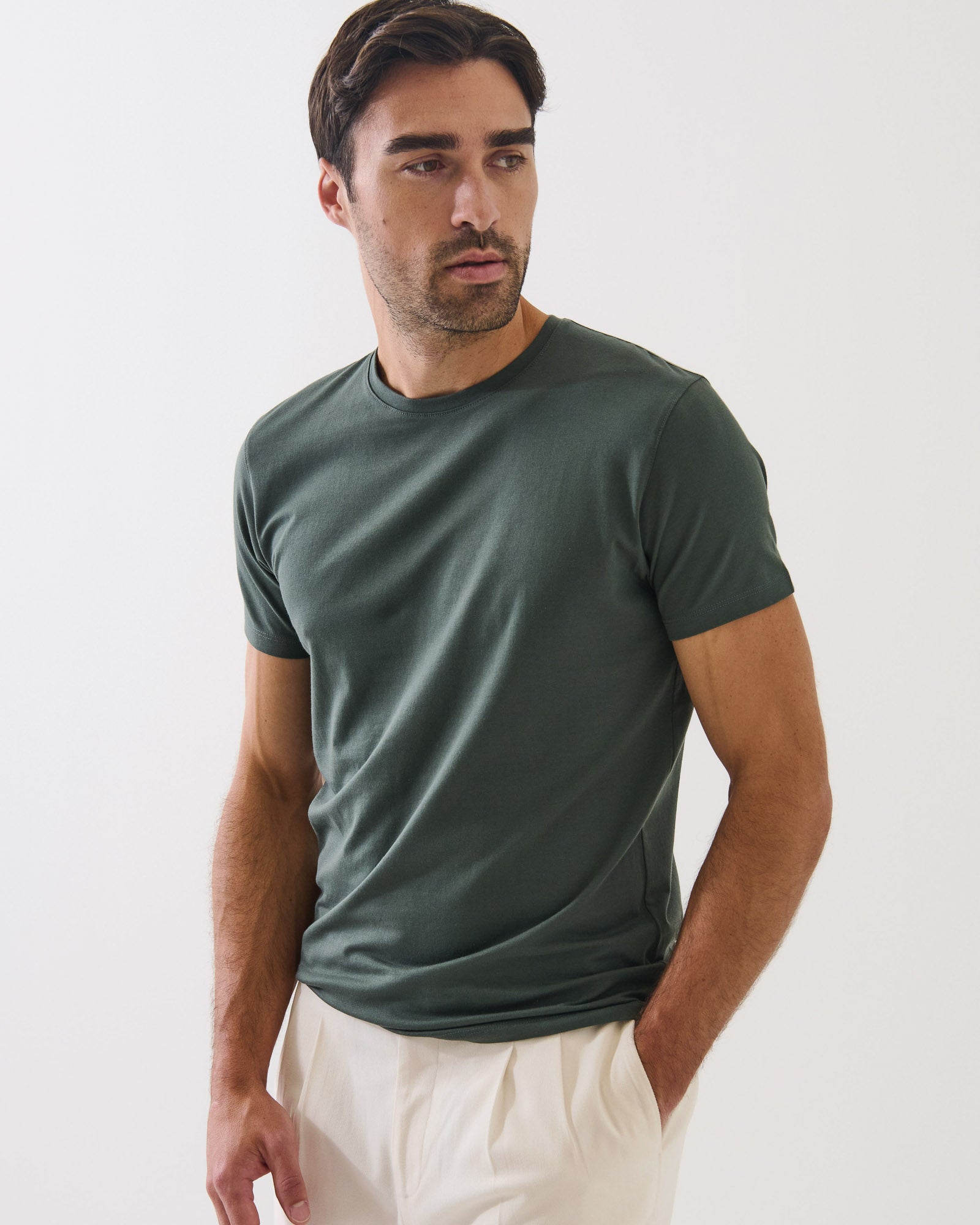 T-shirt ras du cou extensible à manches courtes