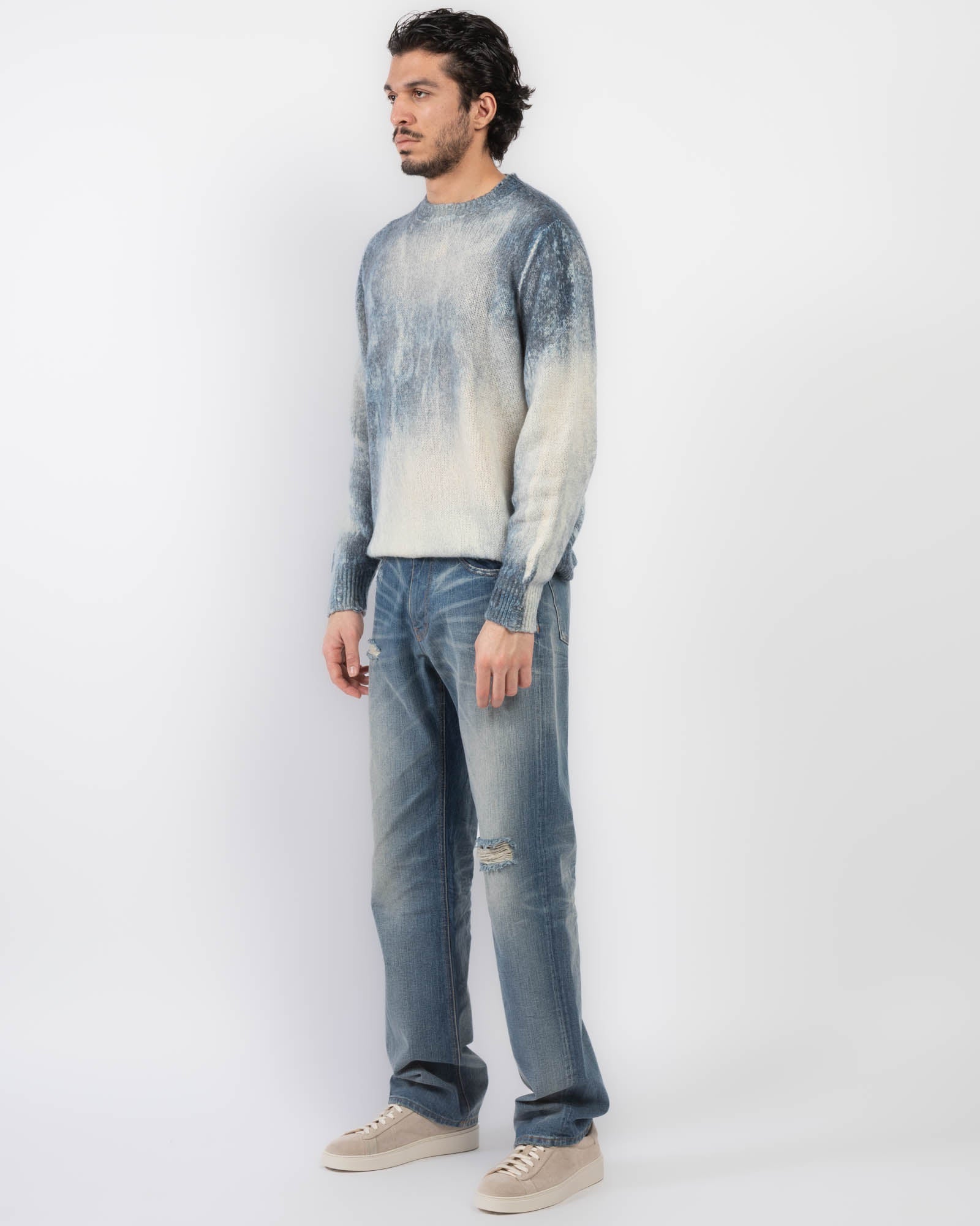 Pull brossé marbré