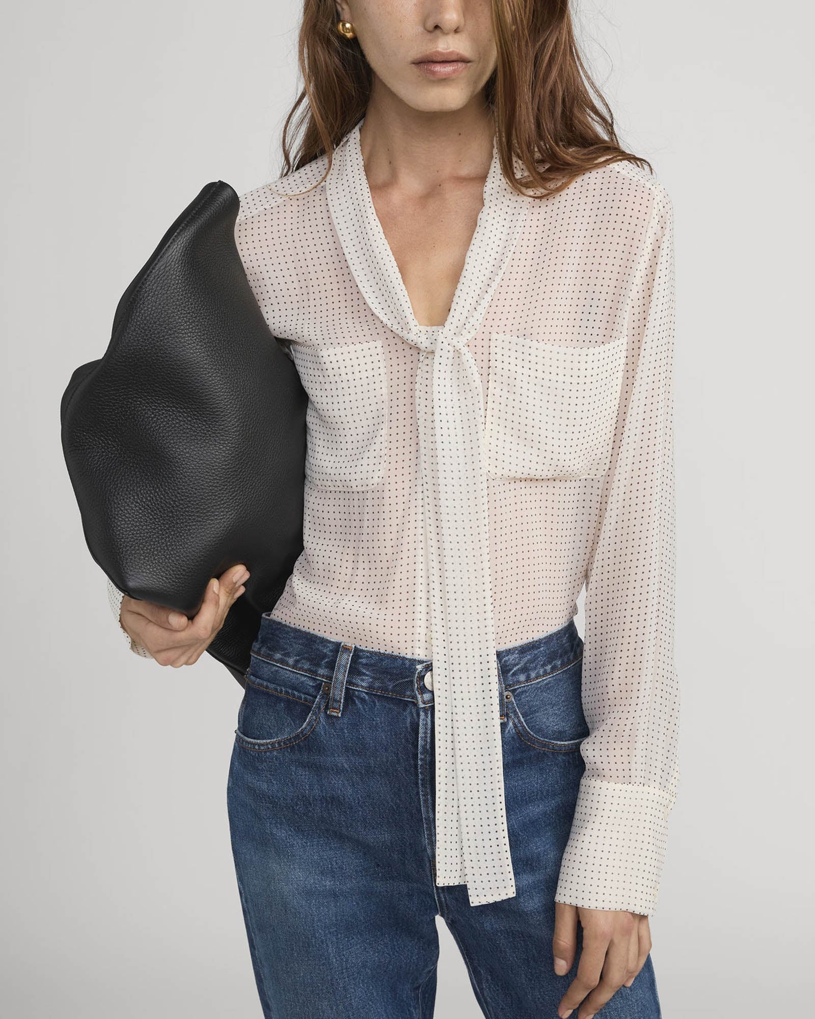 Polka Dot Modern Tie Blouse