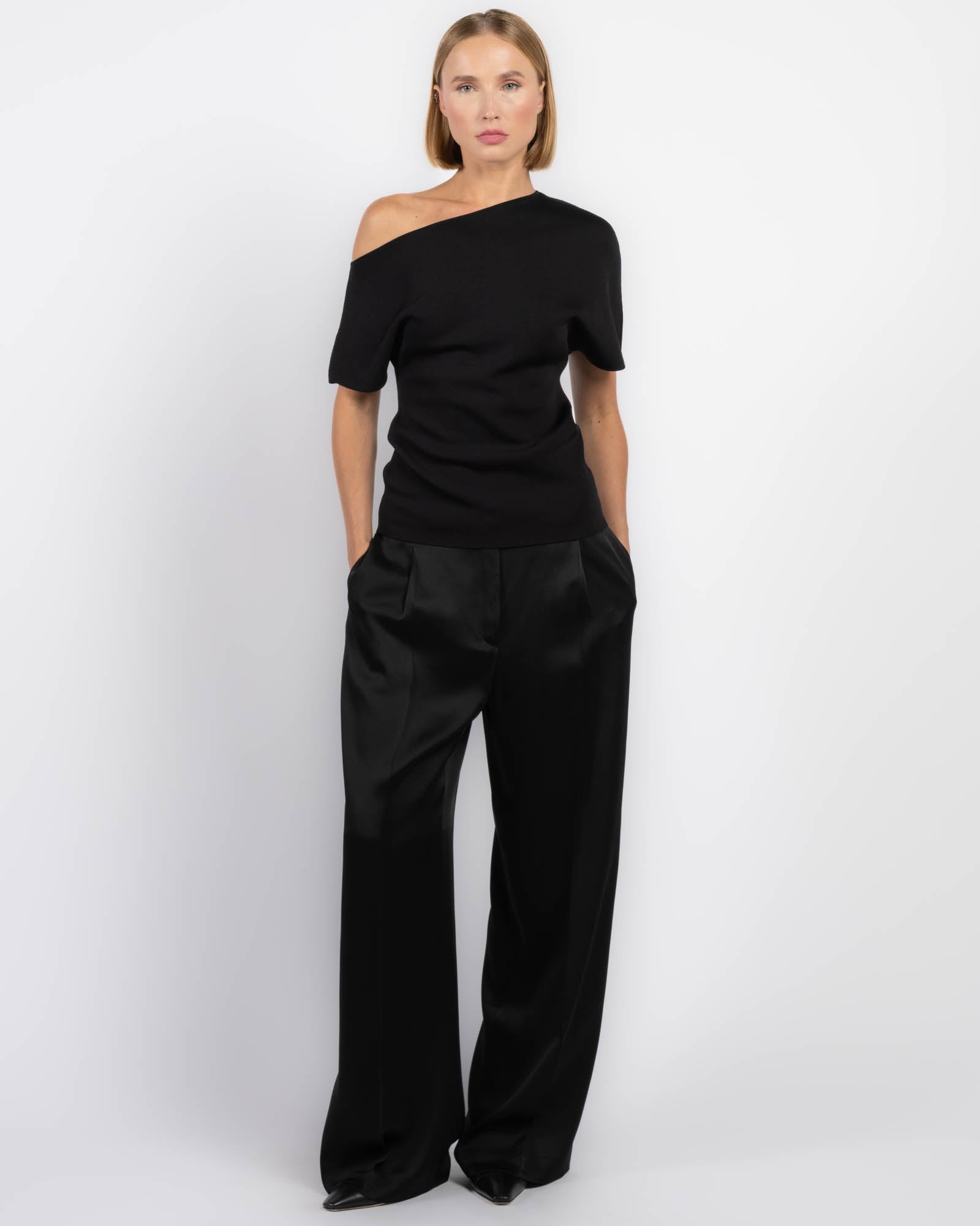 Relaxed Drawstring Satin Pants