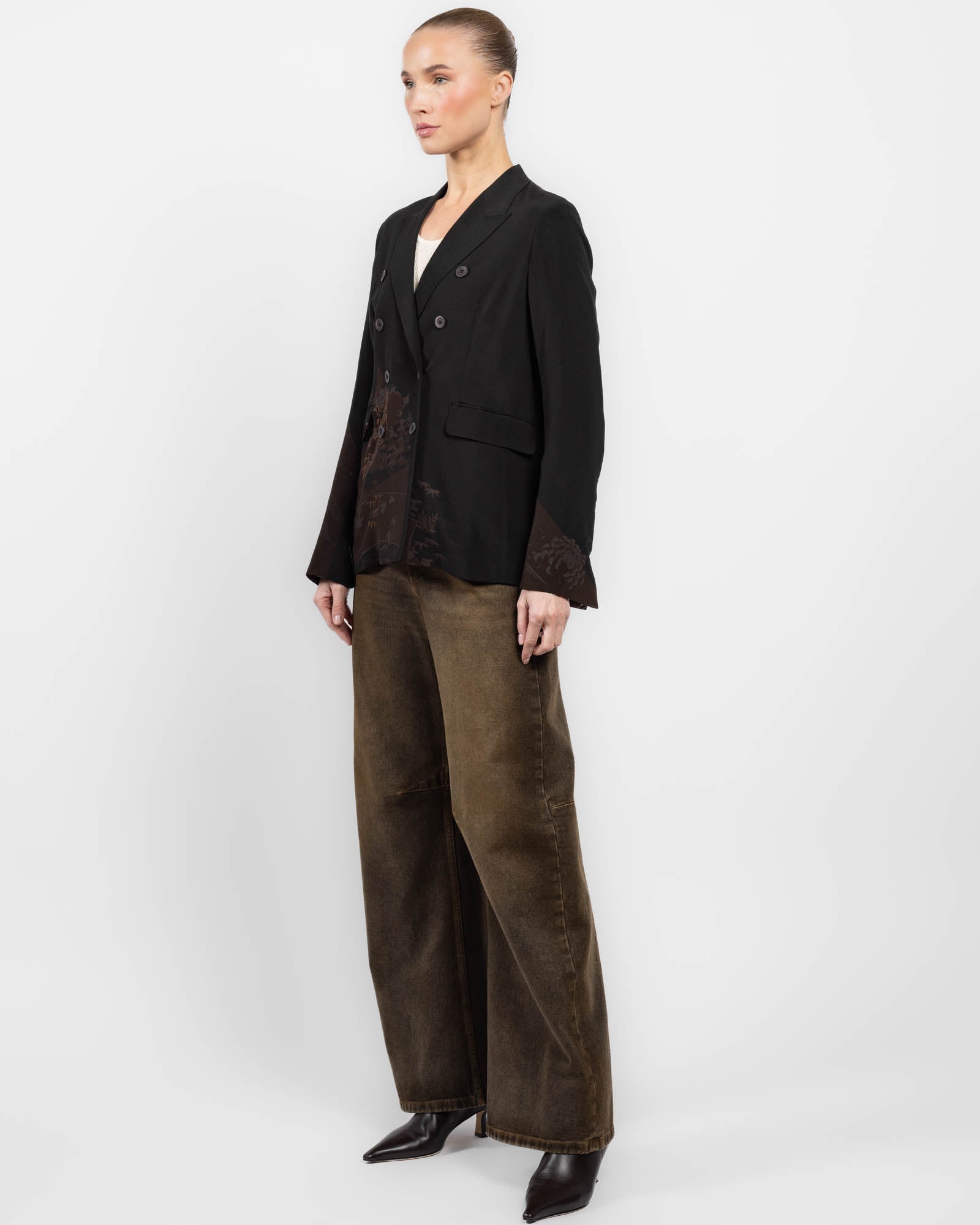 Double-Breasted Overdyed Kimono Jacket