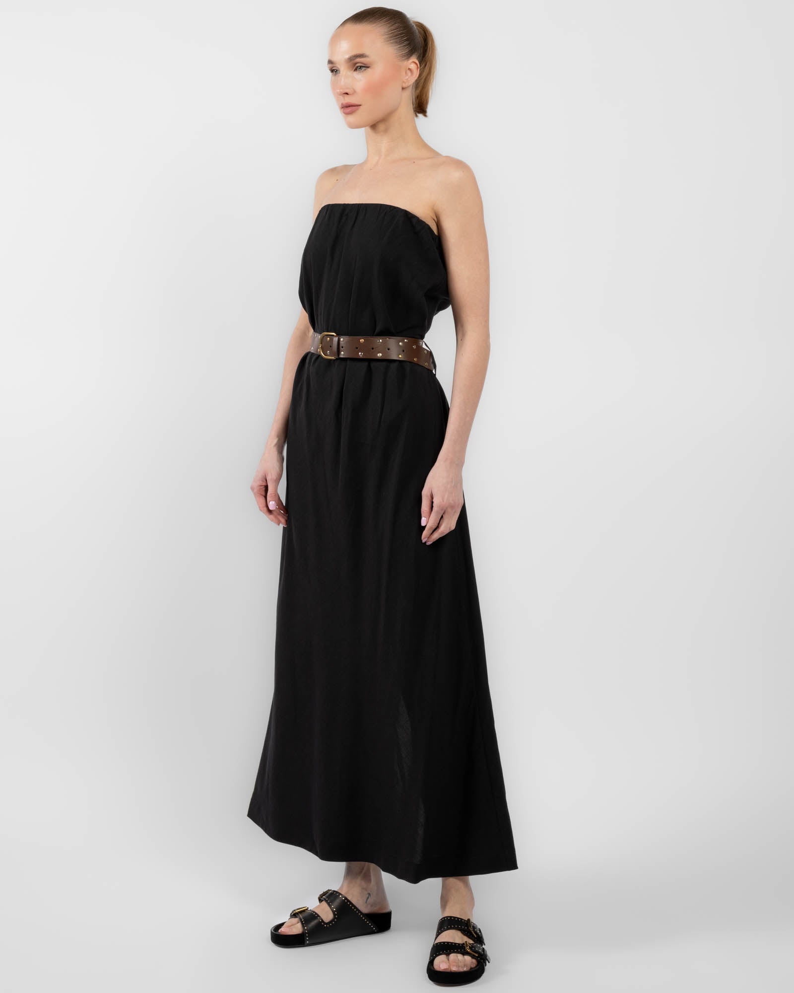 Belt Strapless Dress