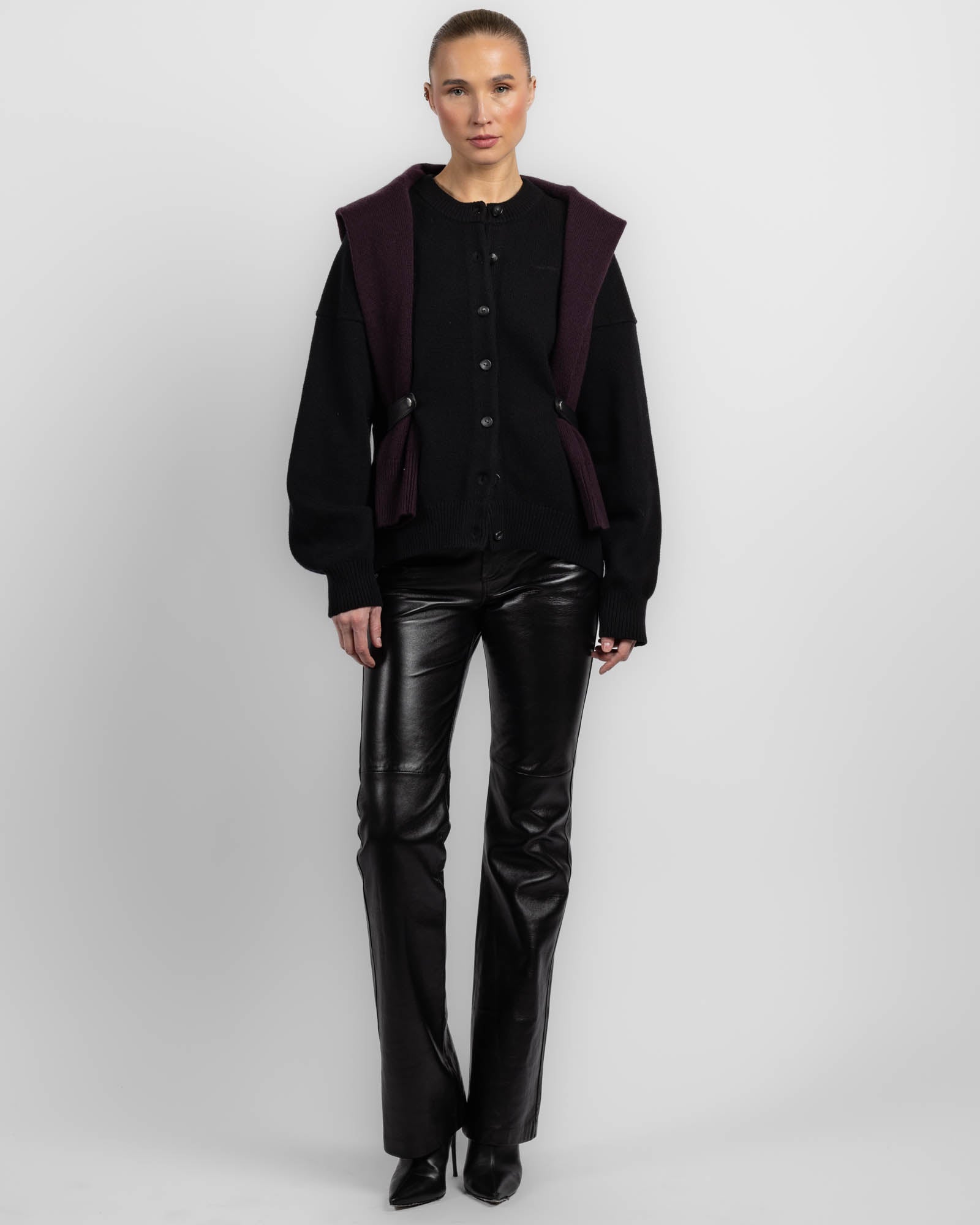 Leather Tab Cardigan