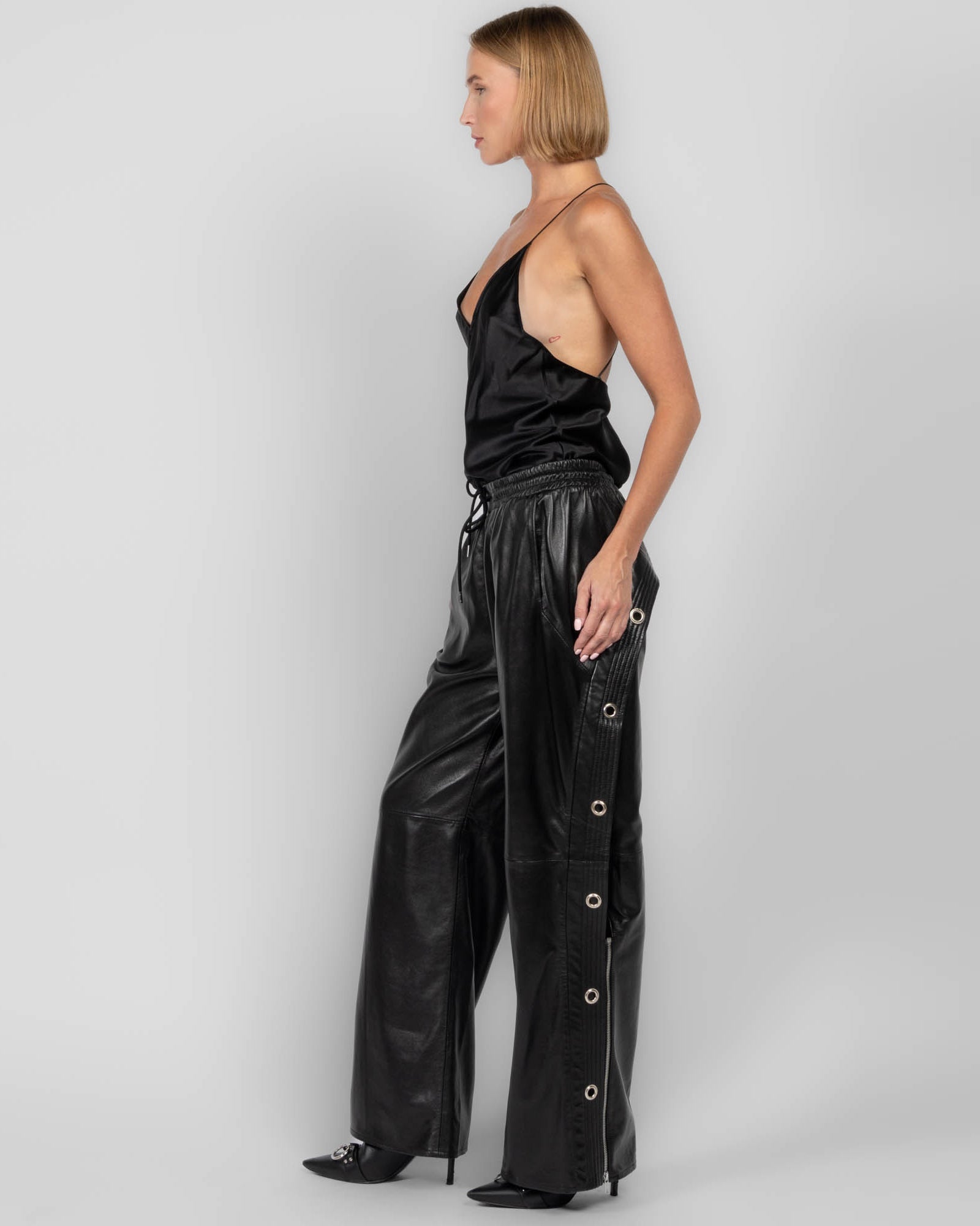 Wide Leg Leather Pants