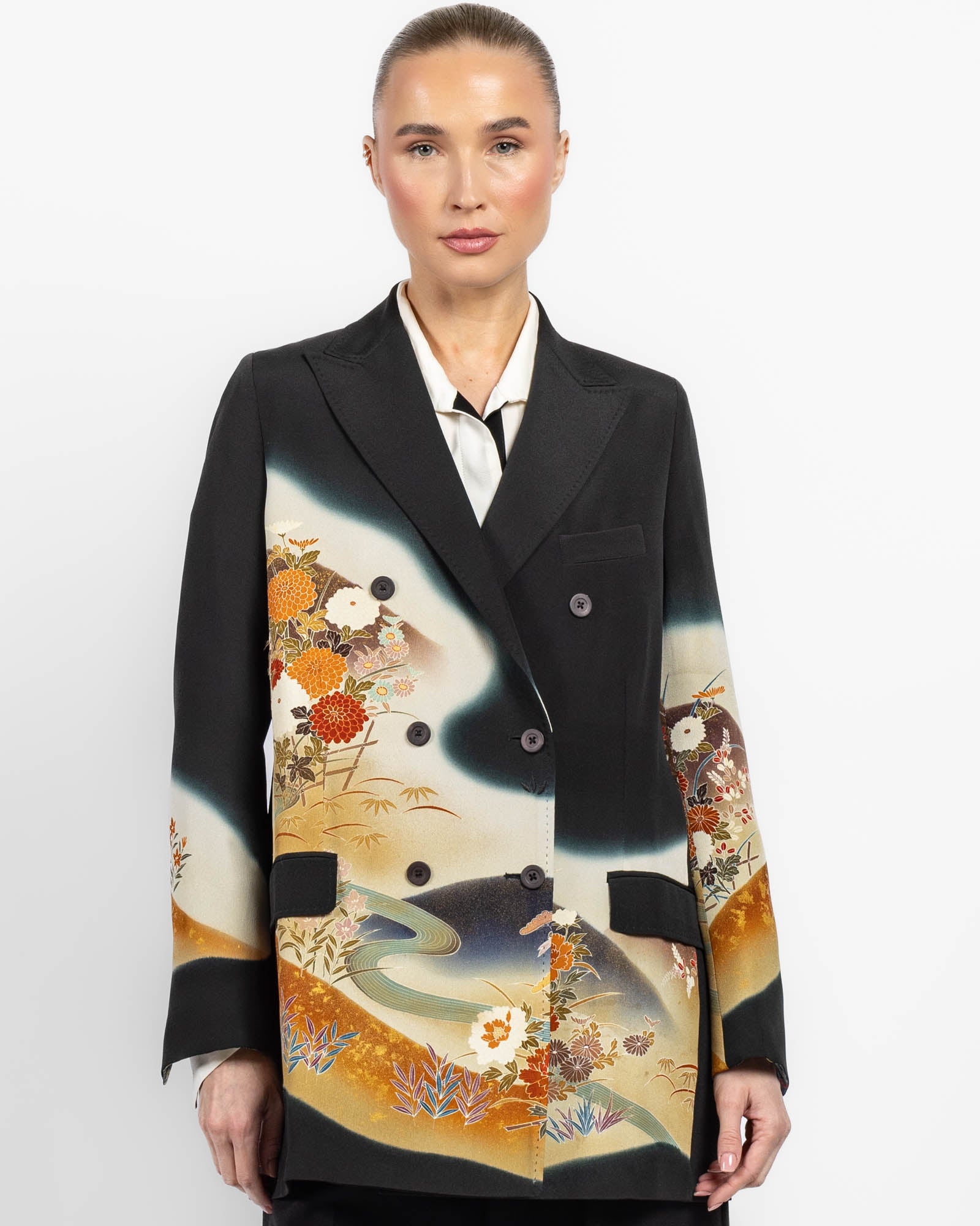 Flared Double-Breasted Kimono Jacket