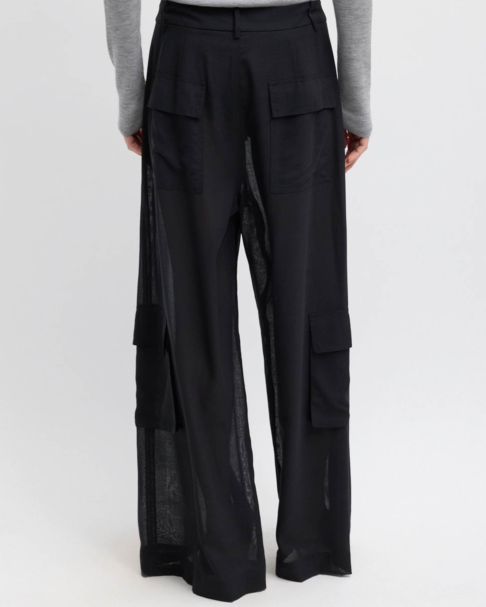 Sheer Wool Triple Pleat Pants
