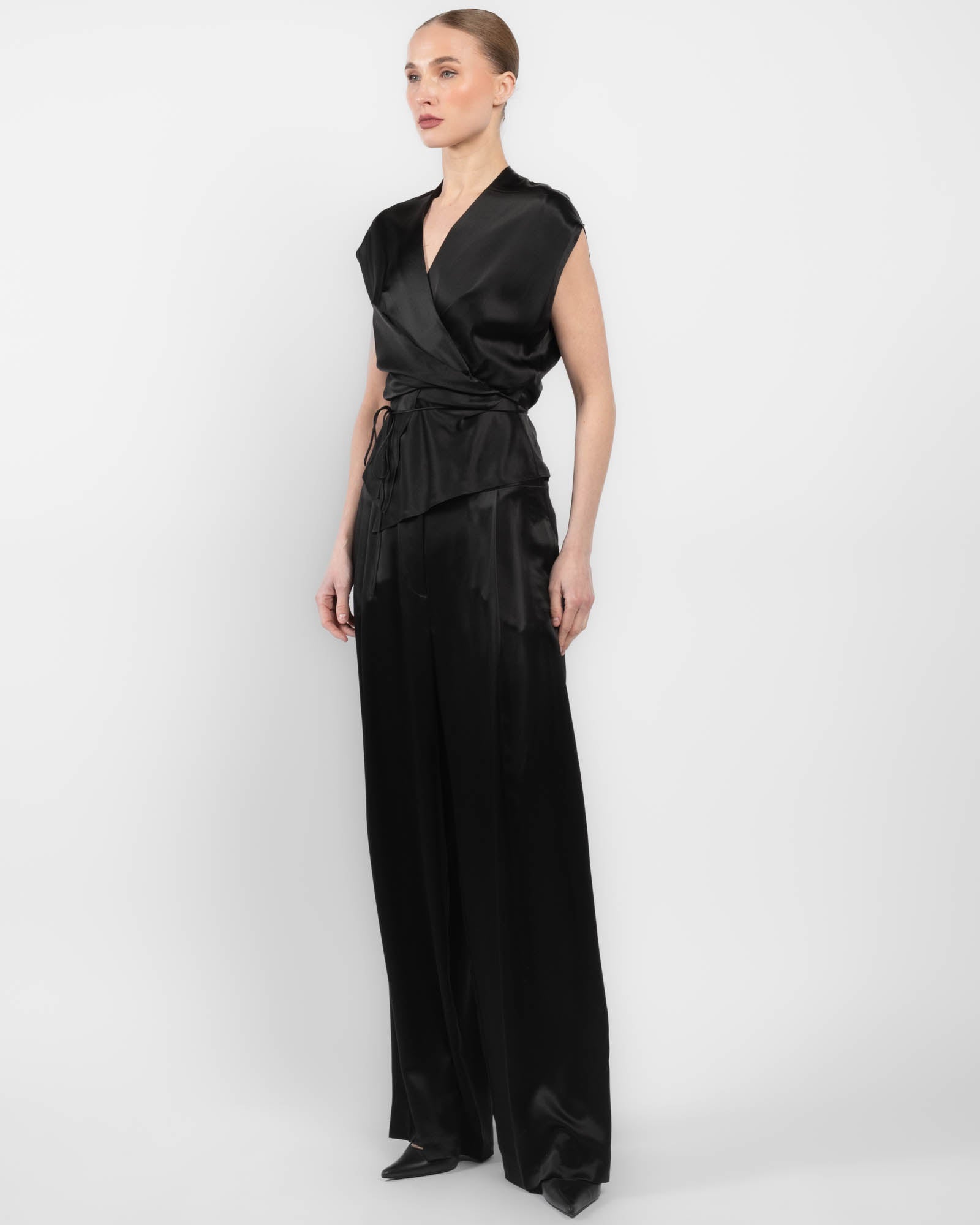 Drape Sleeve Wrap Blouse