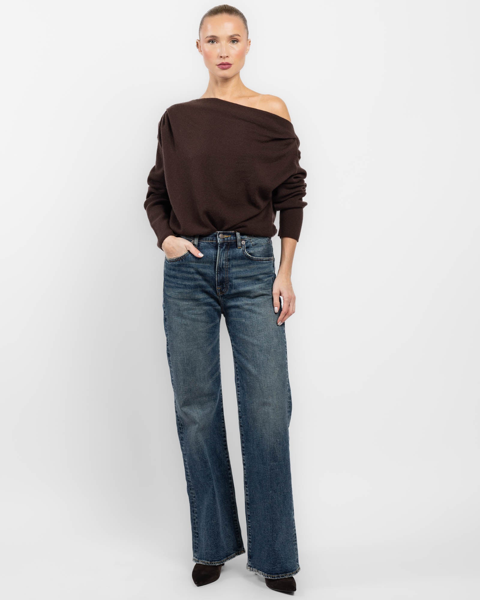 Long Sleeve Asymmetrical Drape Sweater