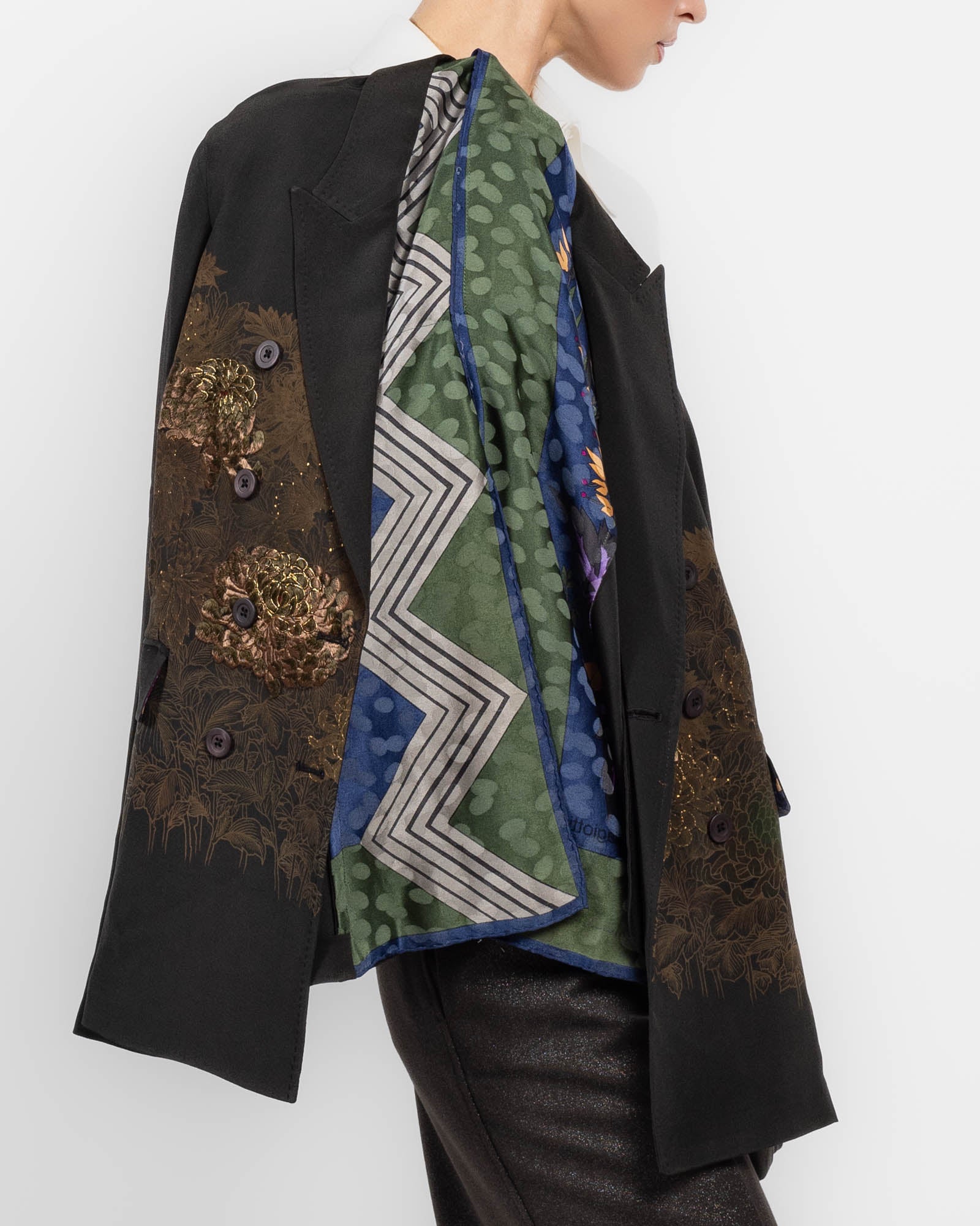 Double-Breasted Overdyed Kimono Jacket