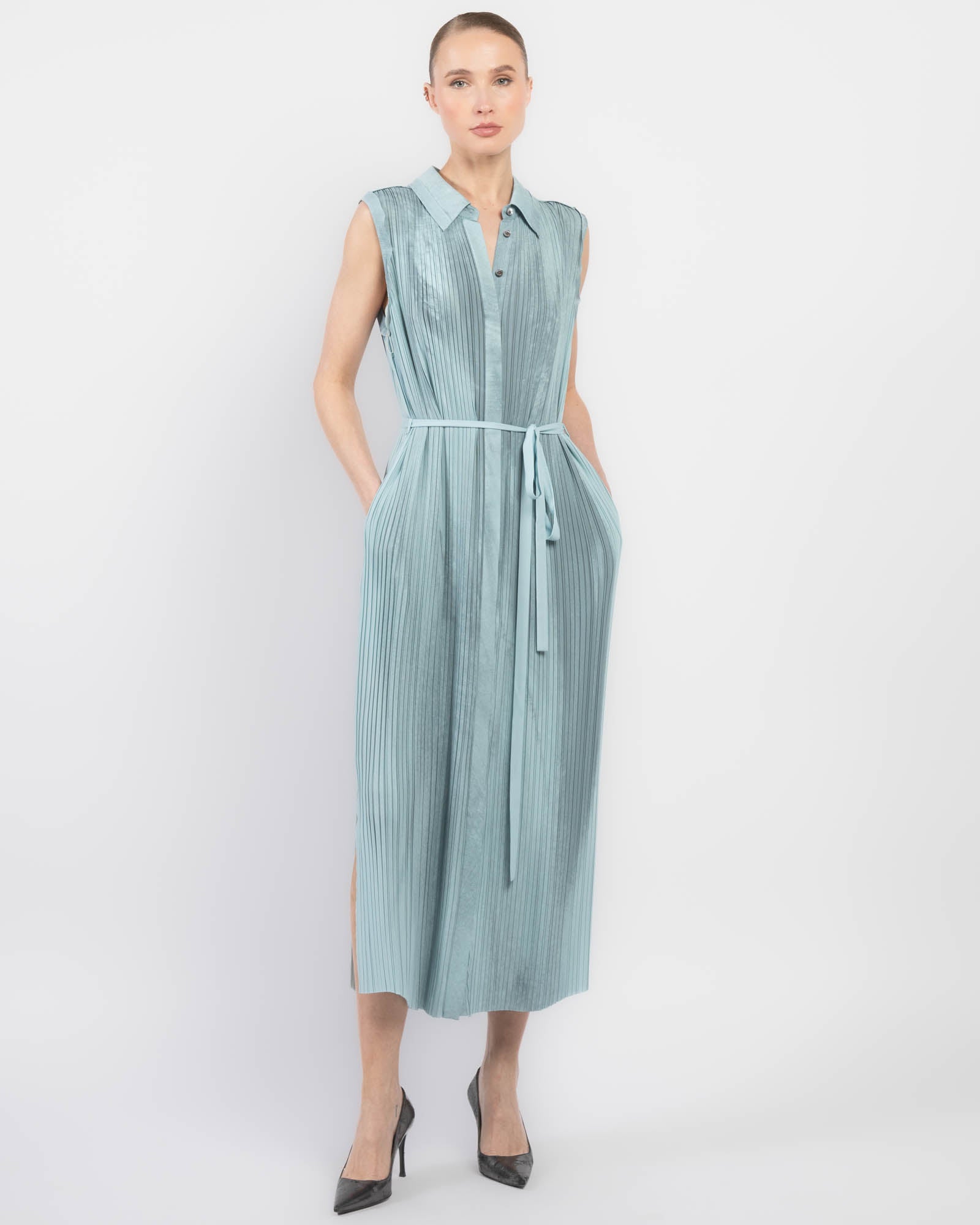 Pleated Shirt Dress