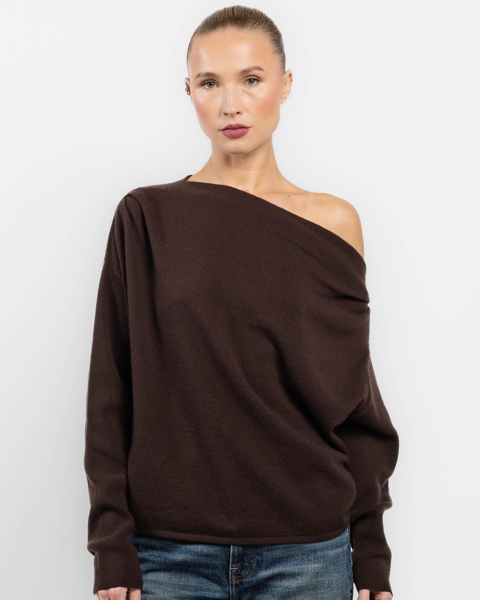 Long Sleeve Asymmetrical Drape Sweater