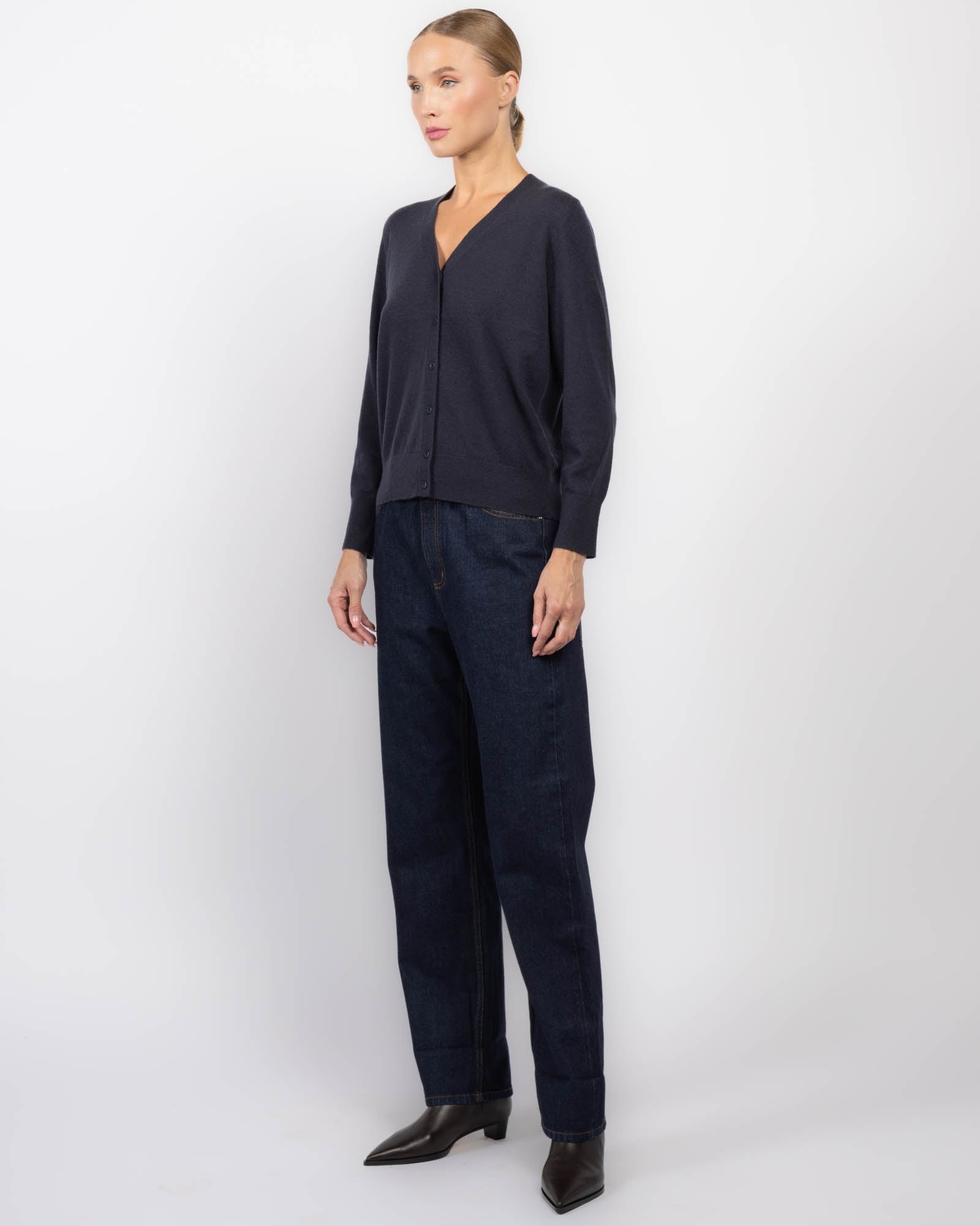 Skinlike V-Neck Button Cardigan