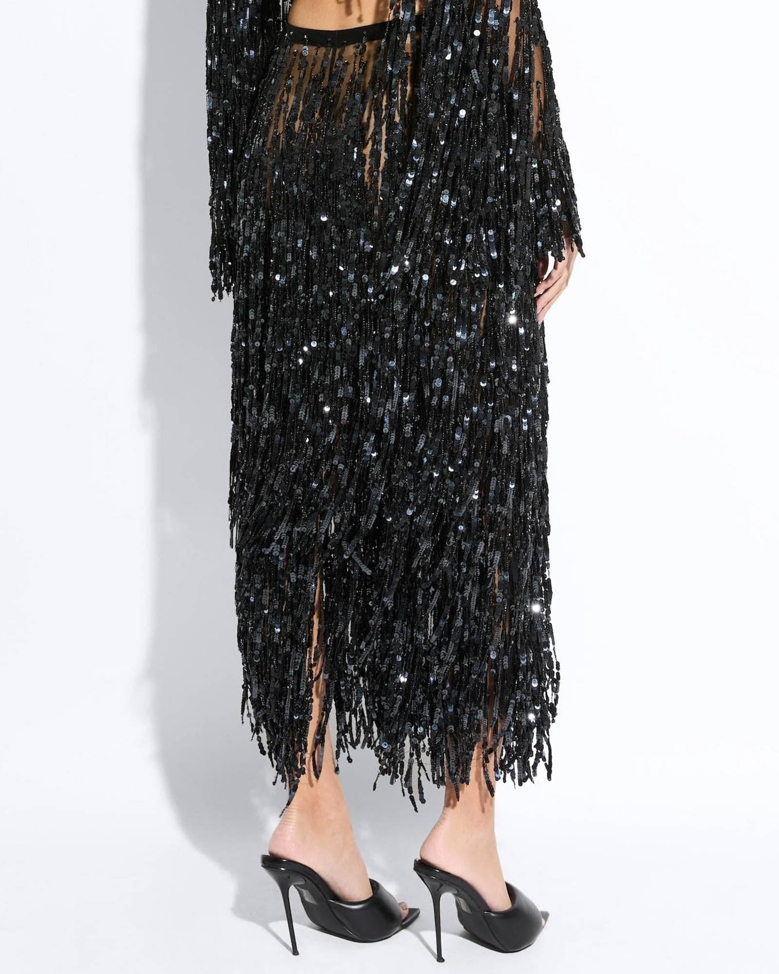 Fringe Sequin Skirt