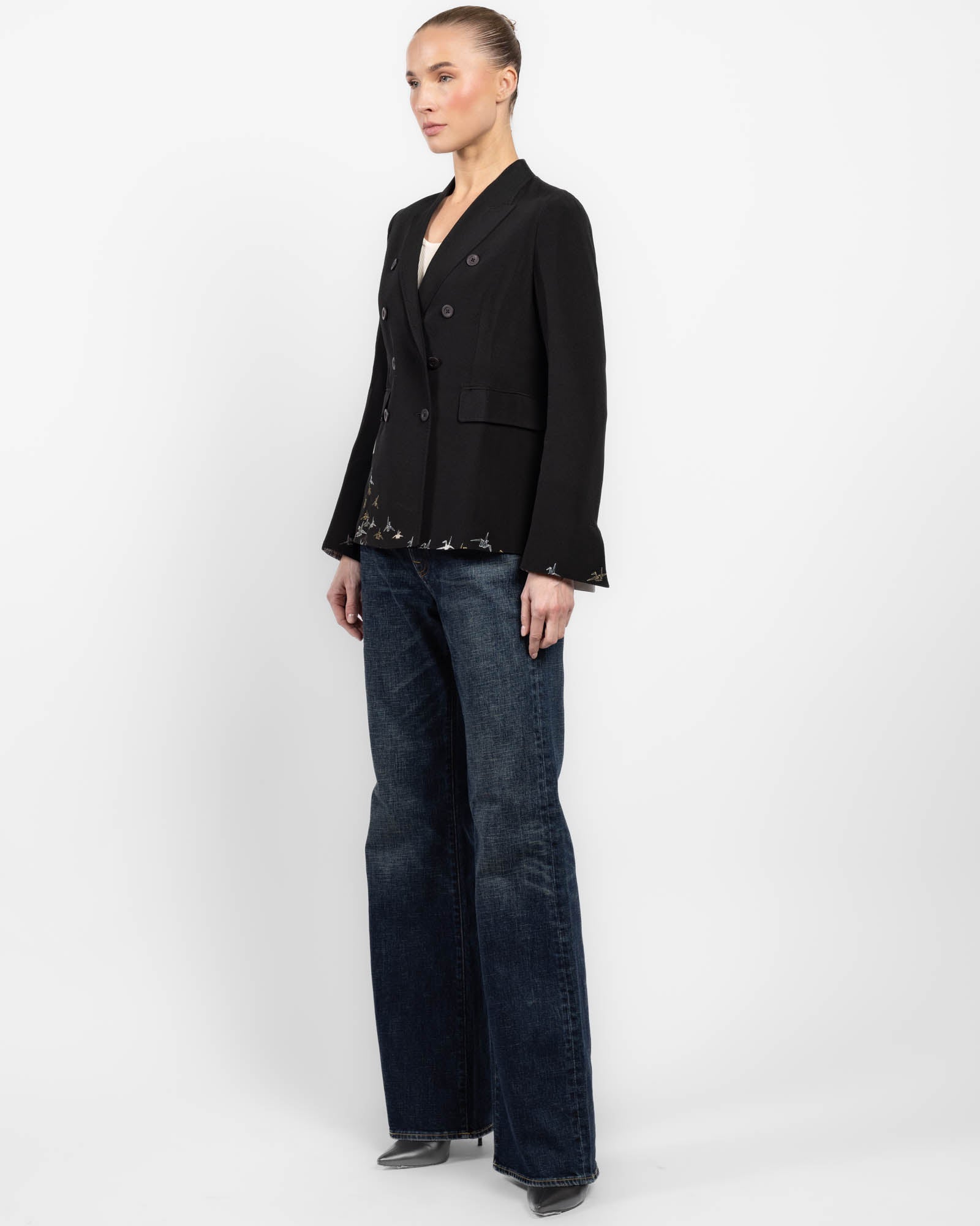 Double-Breasted Overdyed Kimono Jacket