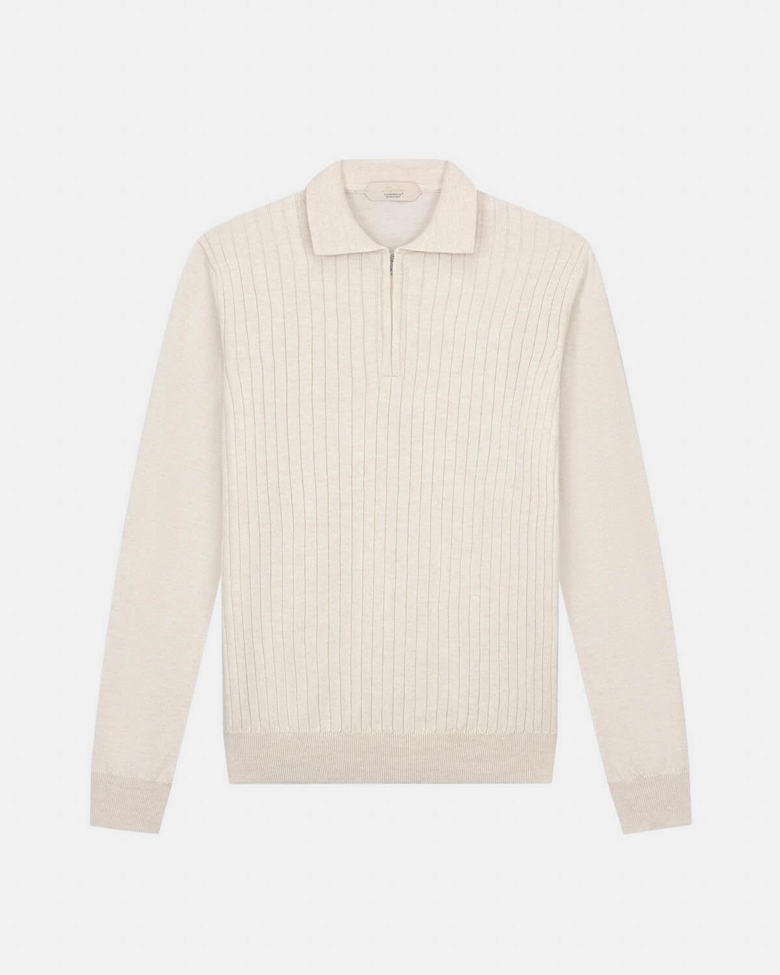 Ribbed Zipper Polo