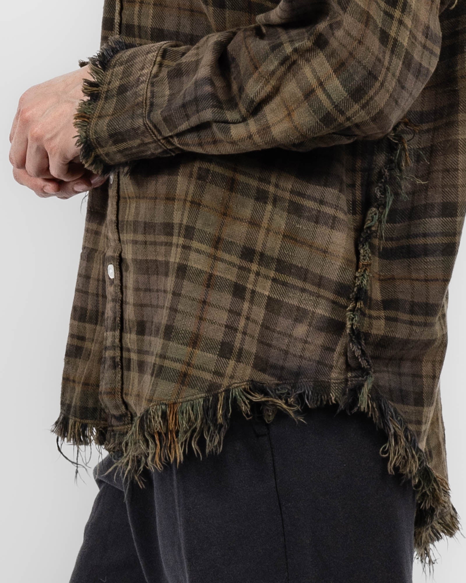 Shredded Seam Drop Neck Shirt