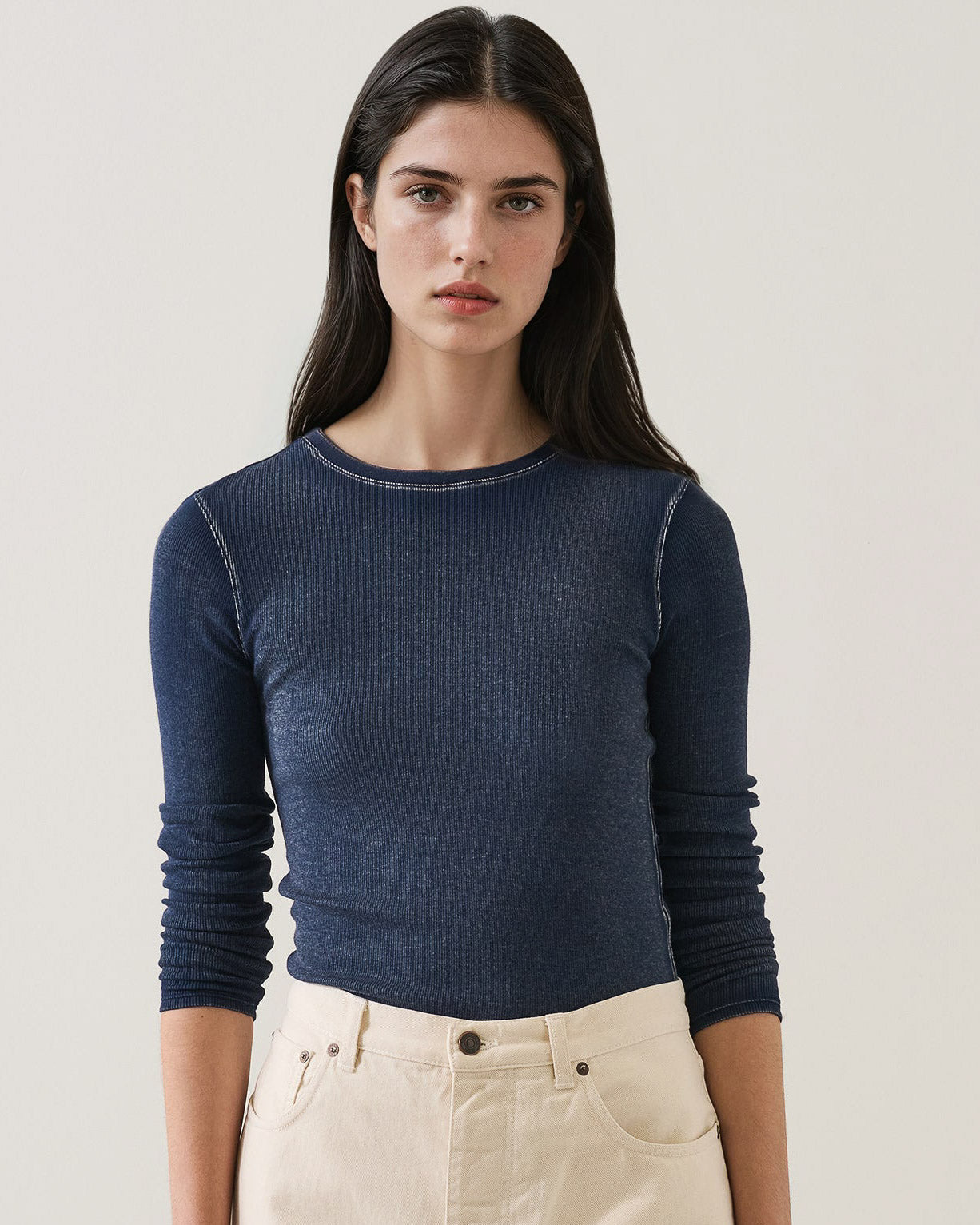 Long Sleeve Vintage Ribbed Crewneck