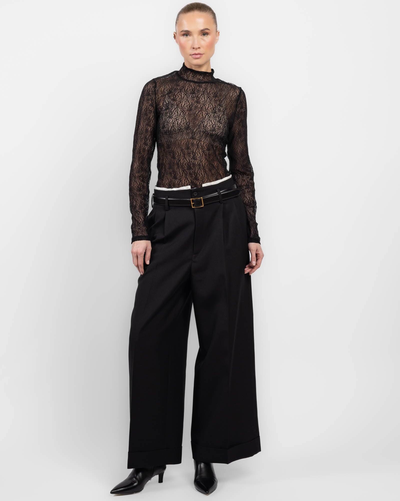 Wide Leg Wool Trousers
