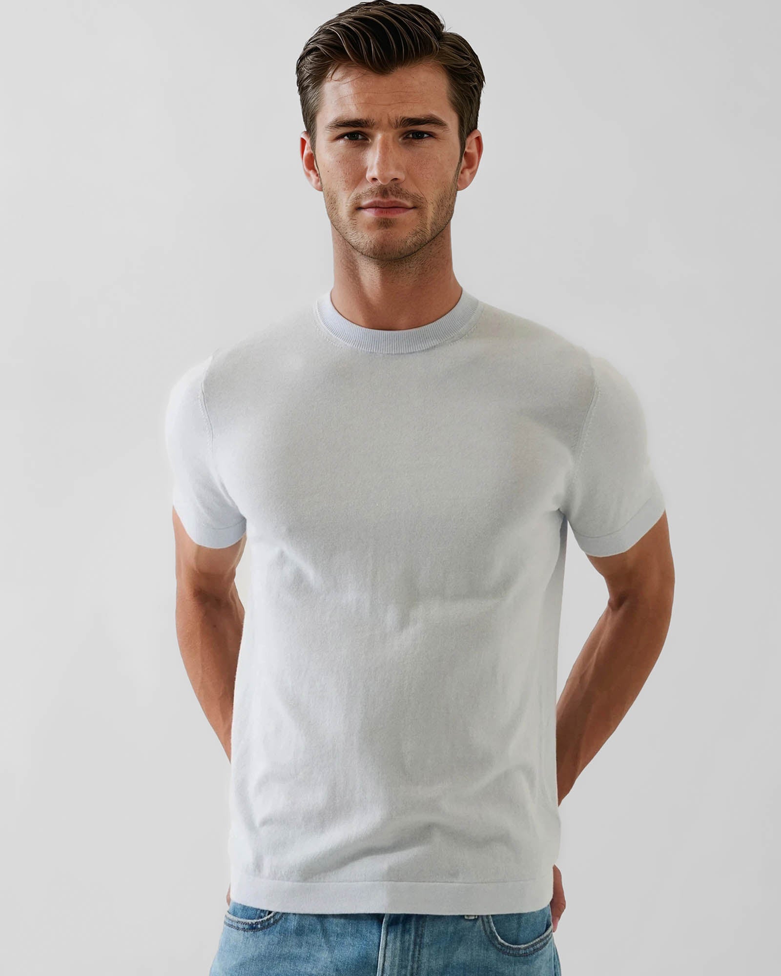 Short Sleeve Cashmere Crewneck