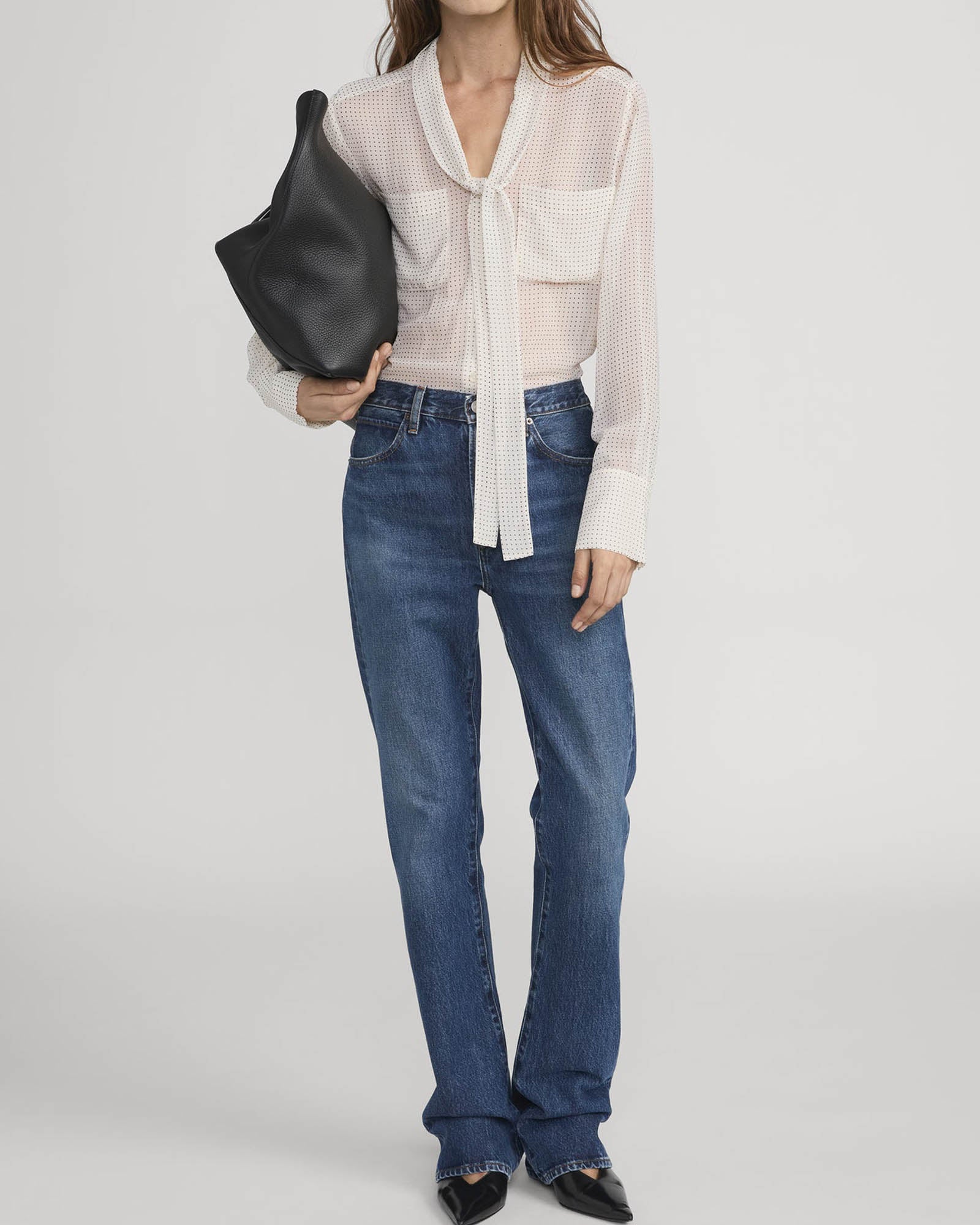 Polka Dot Modern Tie Blouse