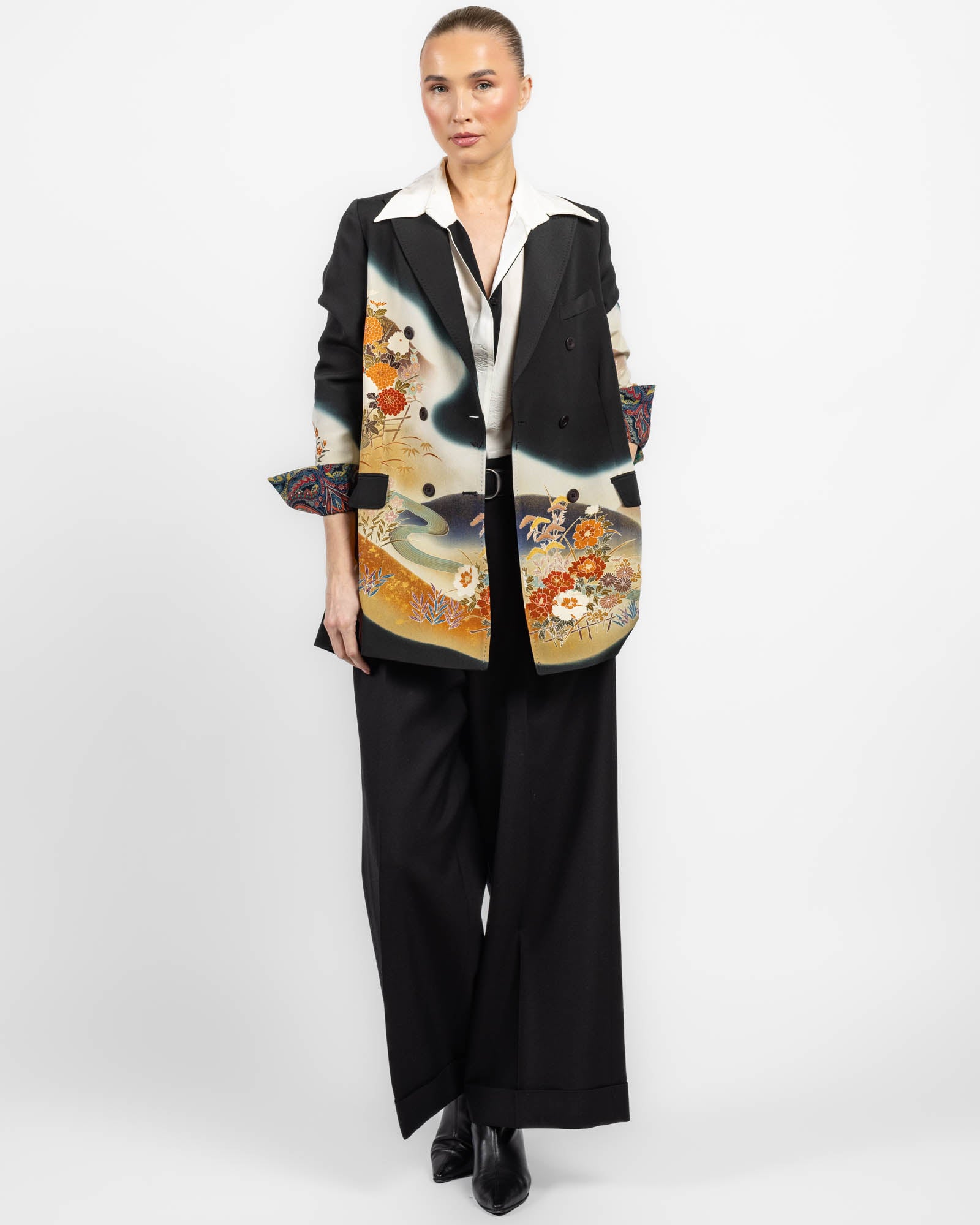 Flared Double-Breasted Kimono Jacket