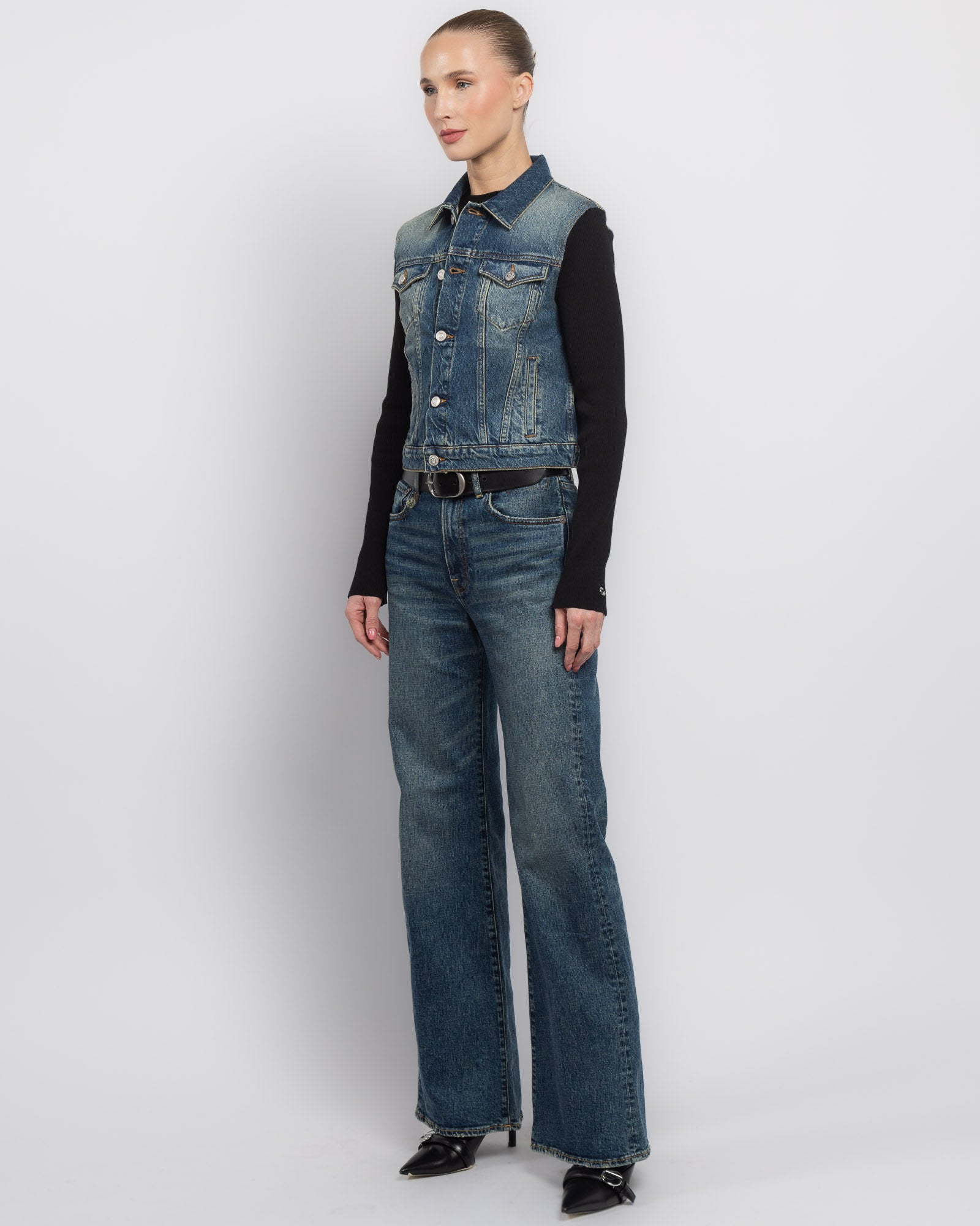Veste en jean côtelée hybride