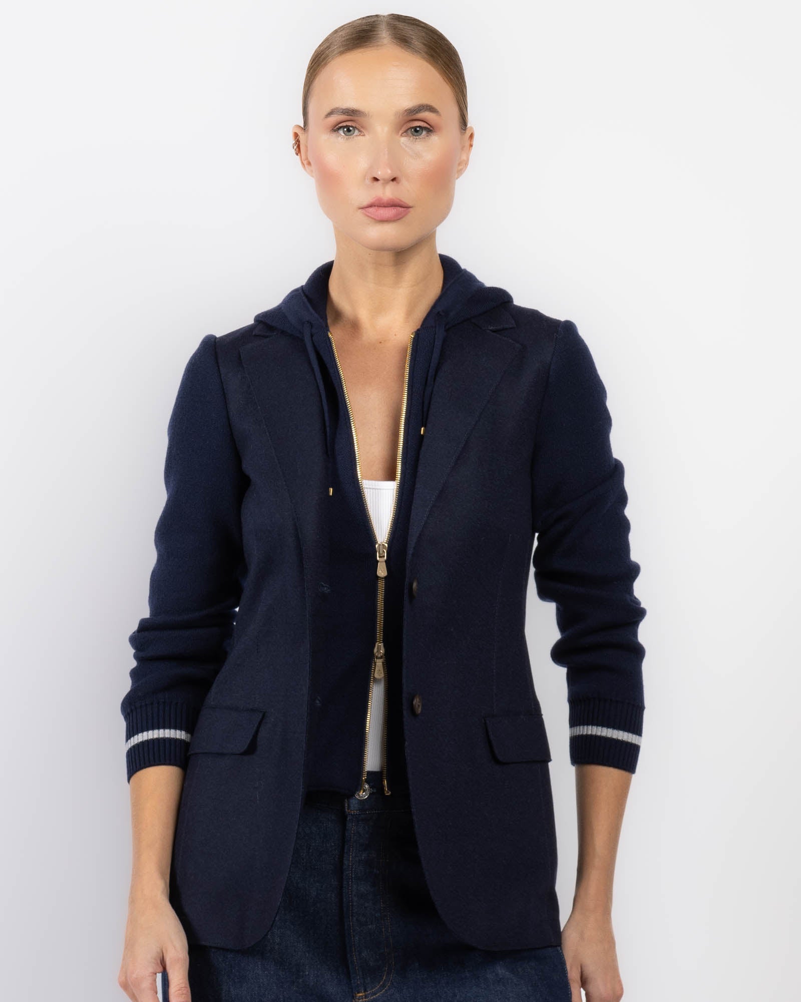 Hooded Single Breasted Blazer