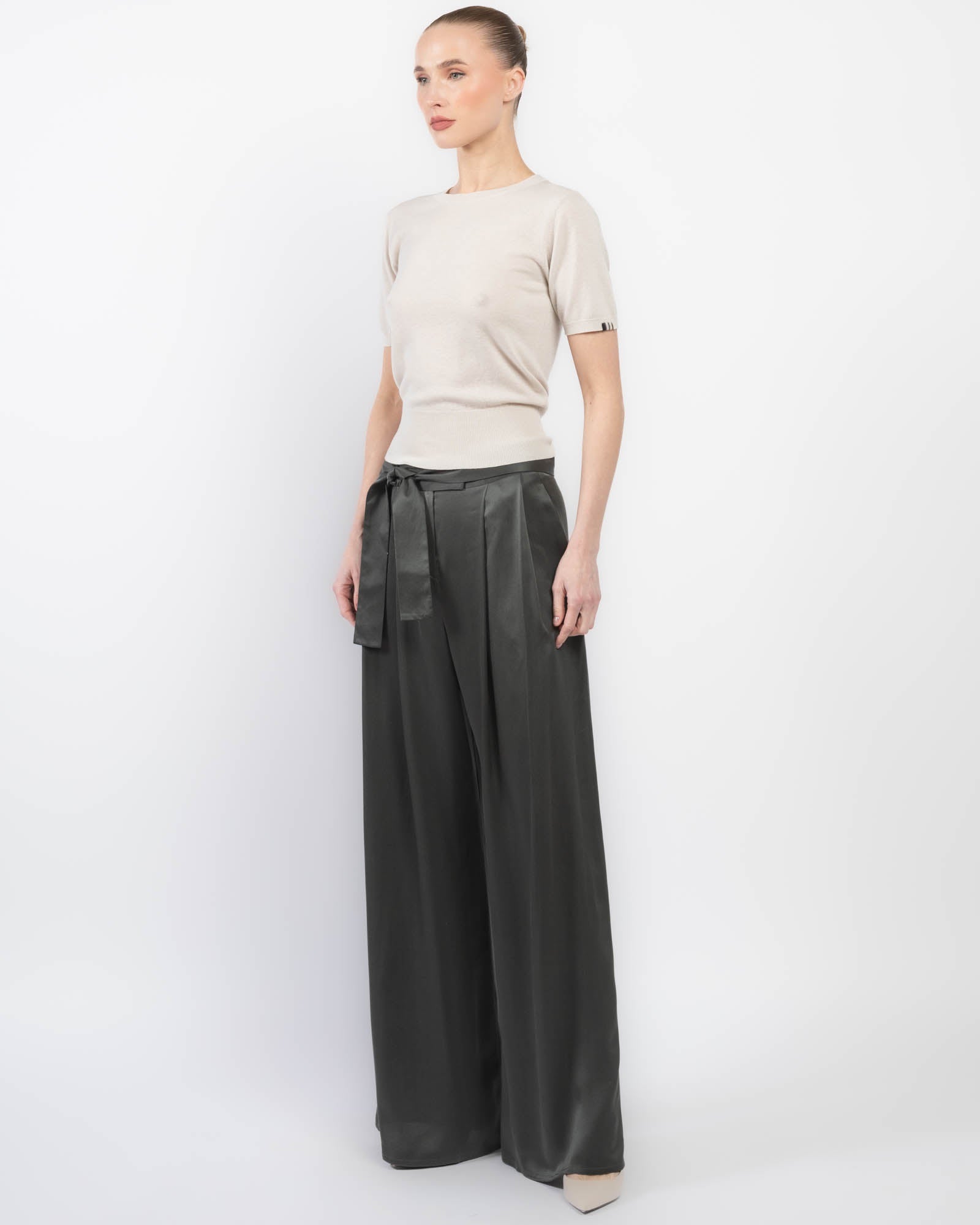 Wide Leg Pants With Belt