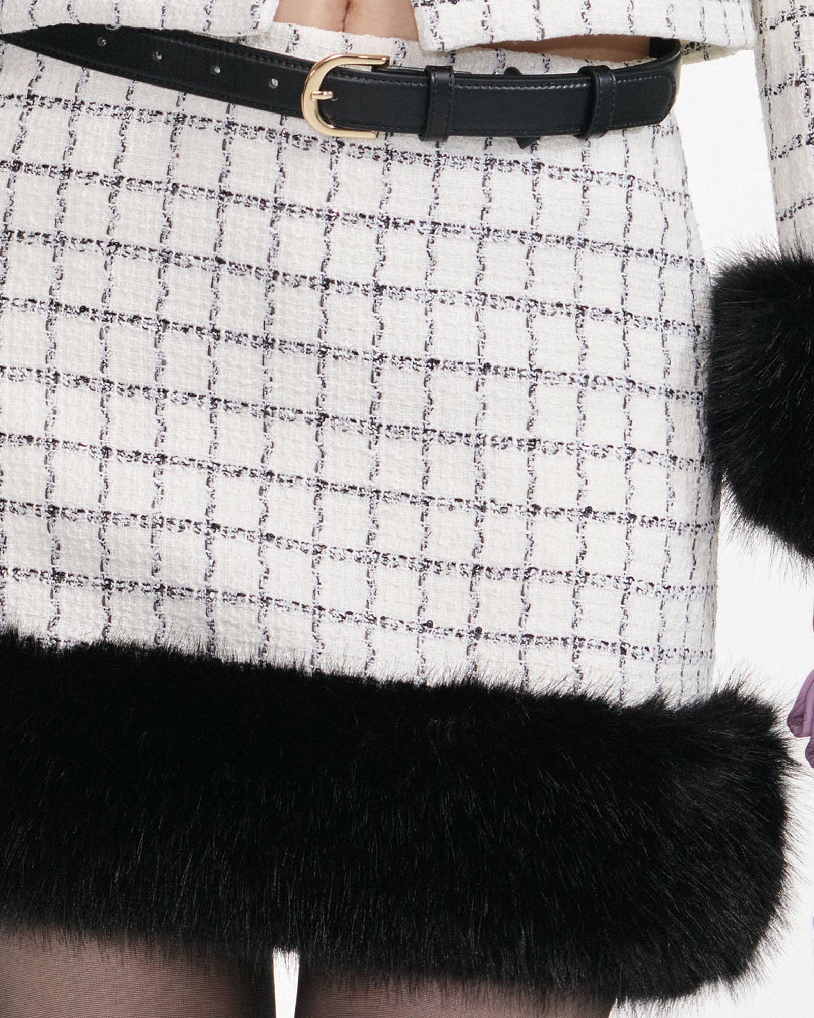 Jupe à carreaux en fausse fourrure