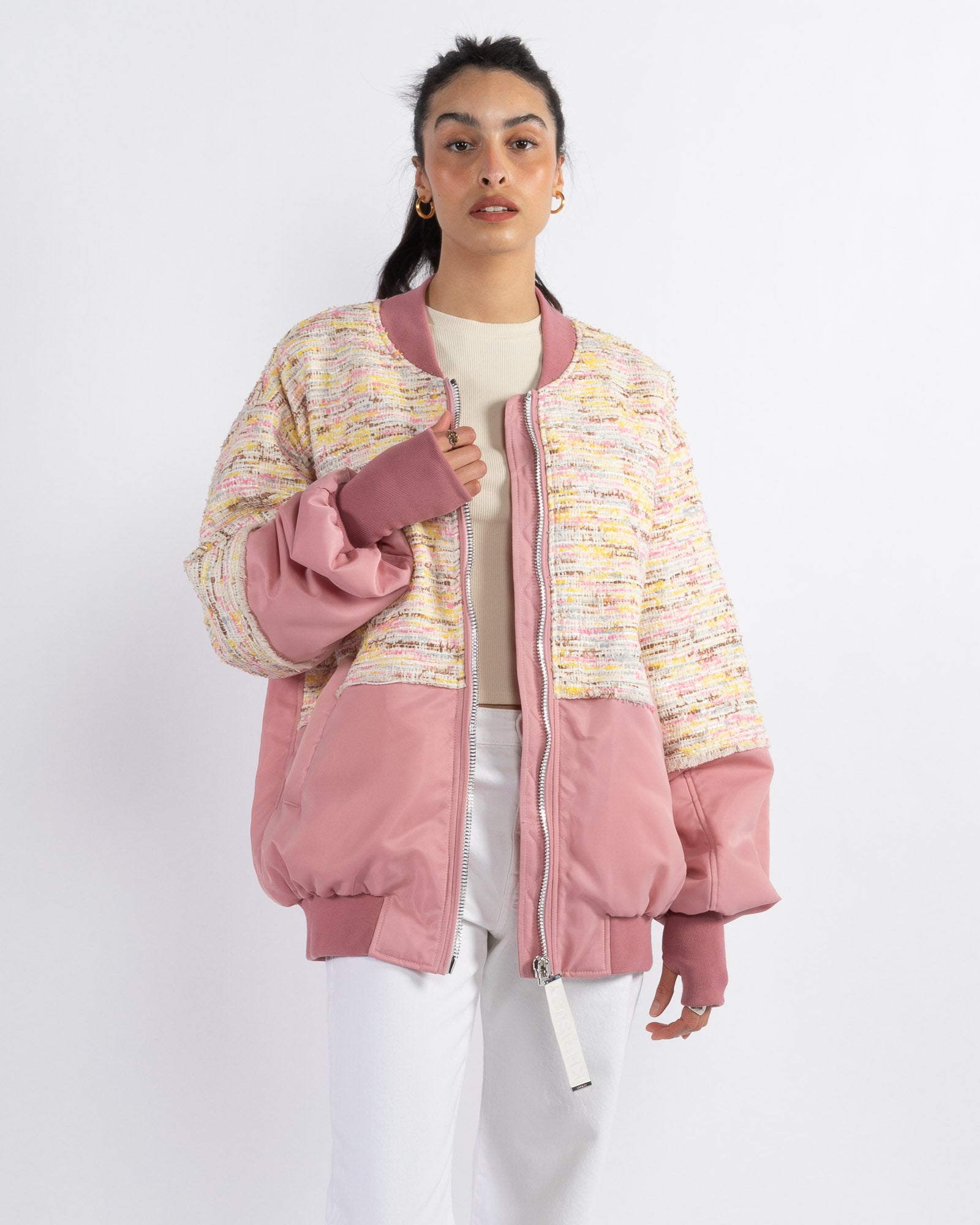 KHRISJOY - Tweed Bomber Jacket | Luxury Designer Fashion | tntfashion.ca