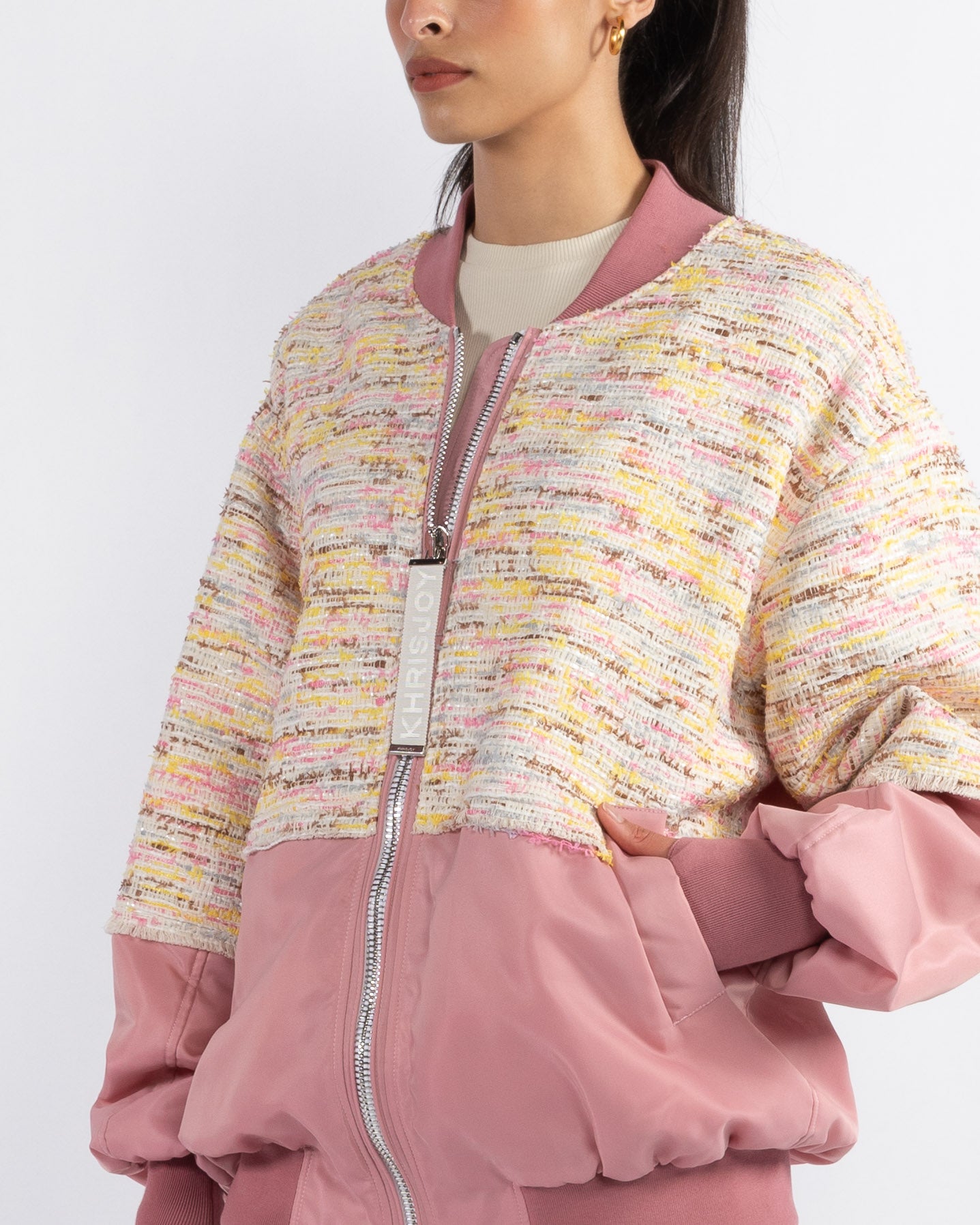 KHRISJOY - Tweed Bomber Jacket | Luxury Designer Fashion | tntfashion.ca