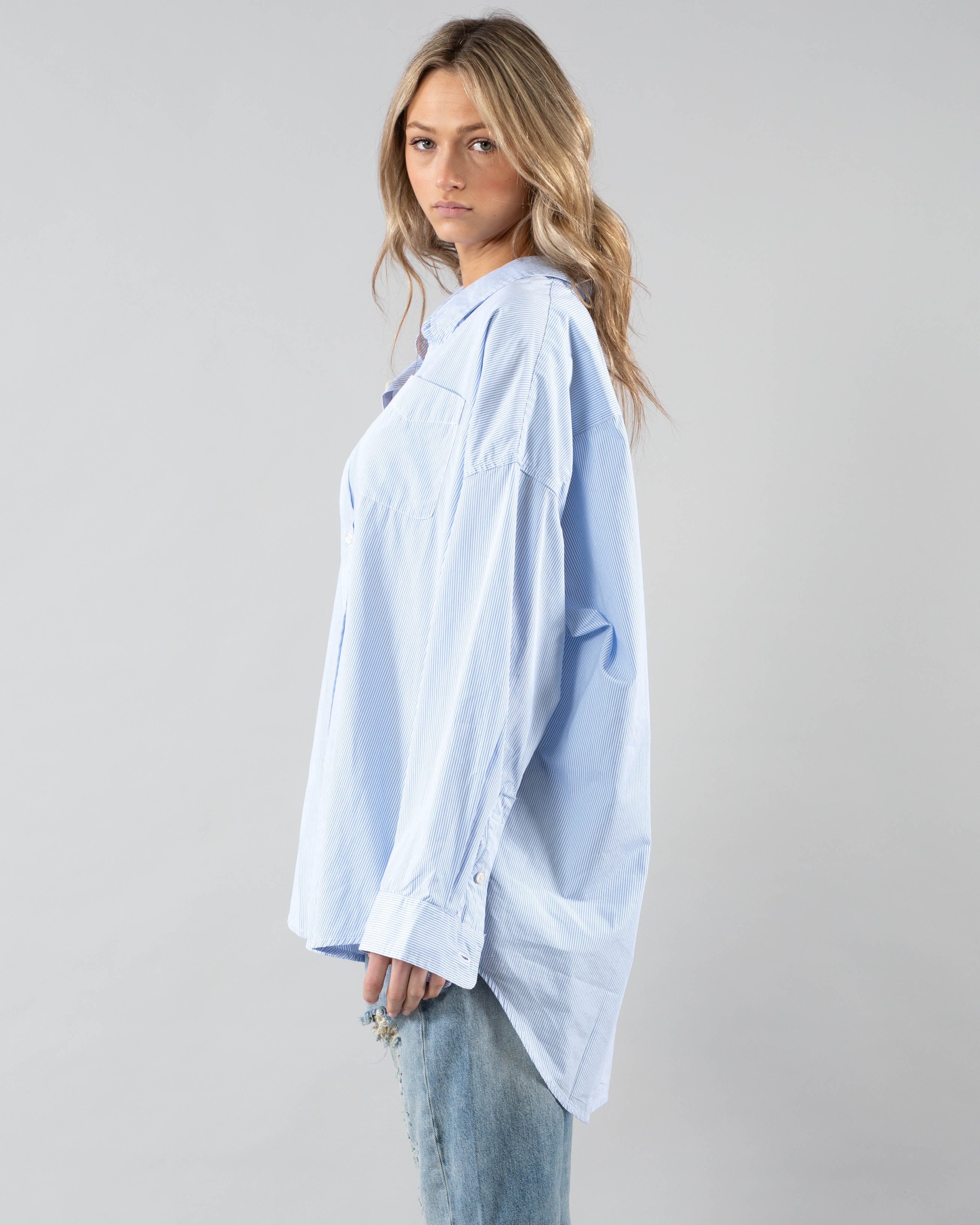 R13 - Drop Neck Oxford Shirt | Luxury Designer Fashion | tntfashion.ca