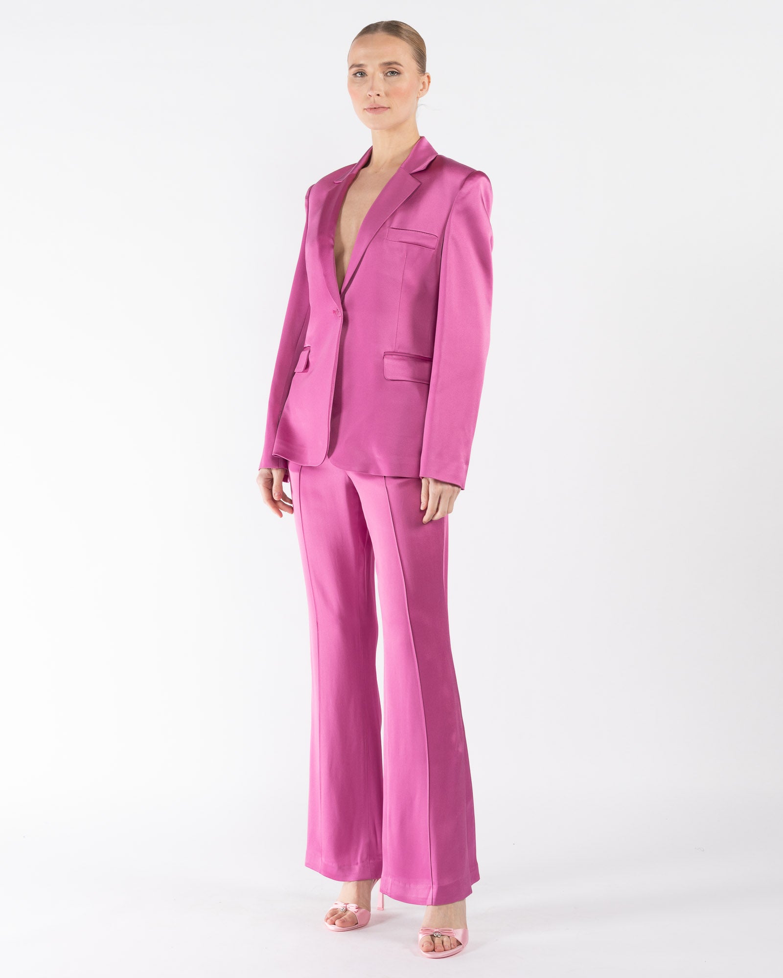 Blazer à épaules en satin