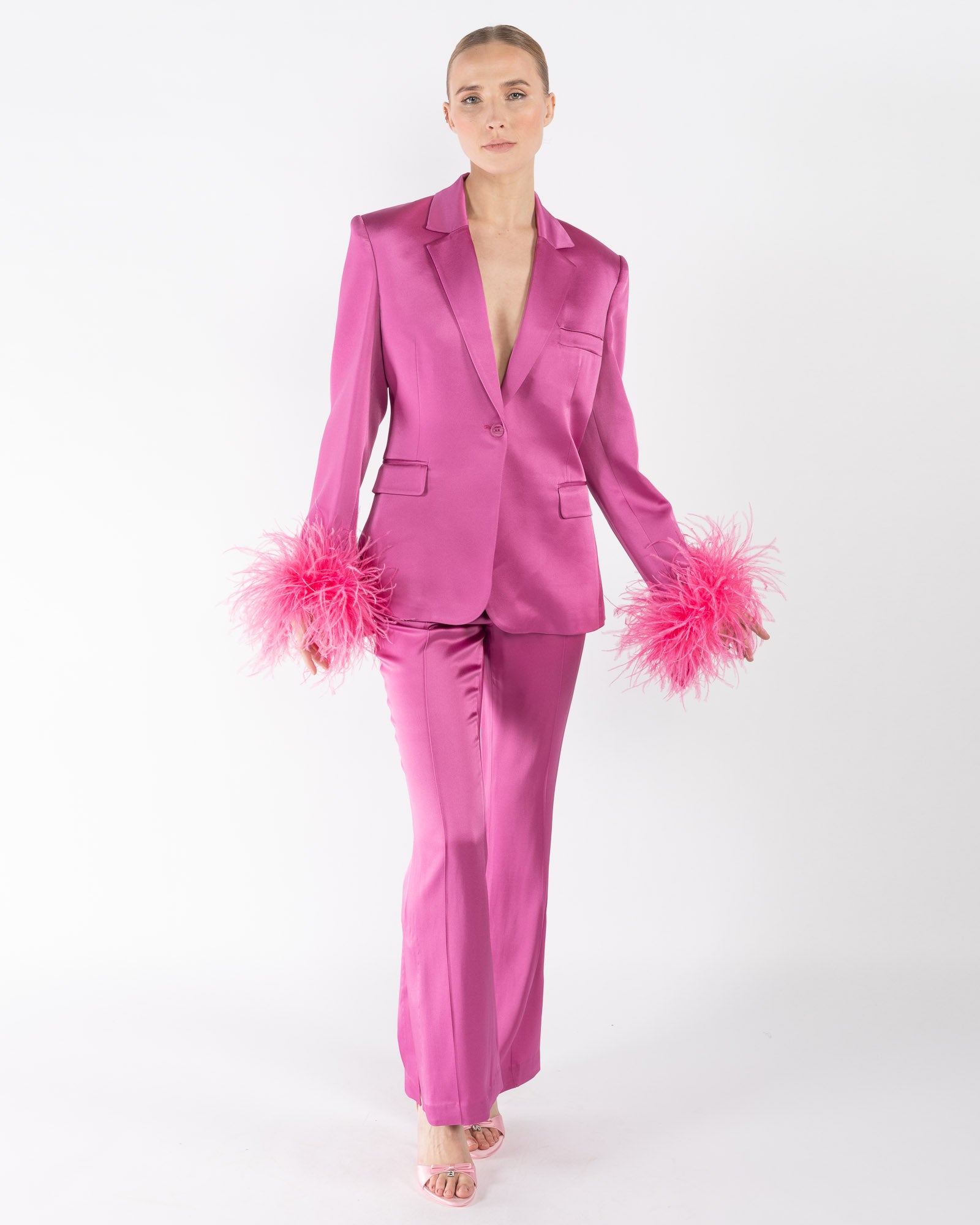 Blazer à épaules en satin